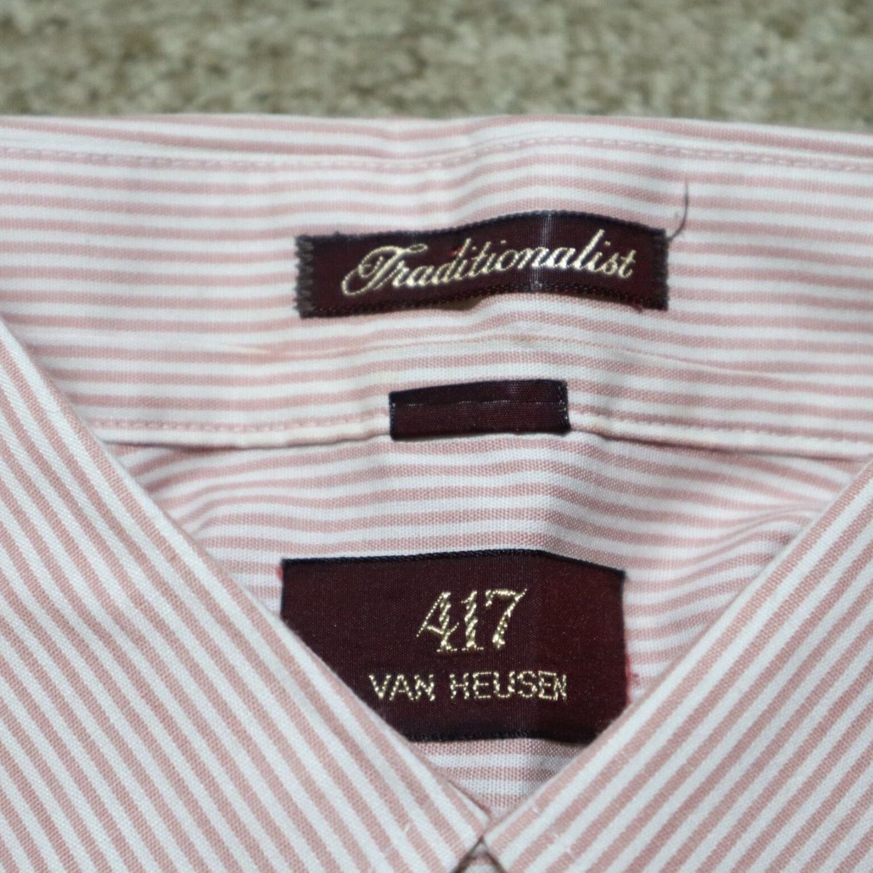 Van Heusen Vintage Van Heusen Dress Shirt Men 16 Red Striped Oxford Business Casual Regular Size 42R - 3 Thumbnail