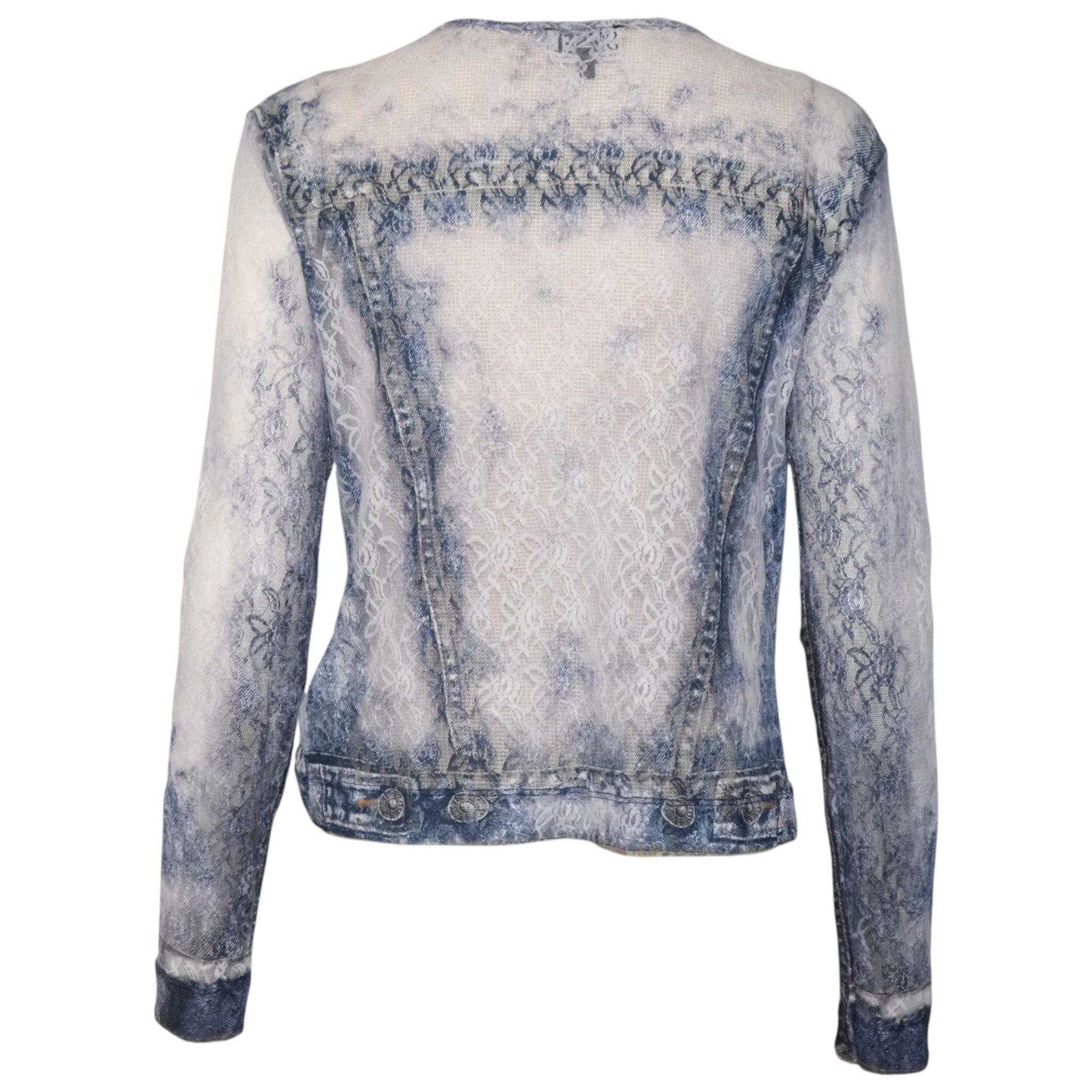Diesel Trompe-l'œil See Through Lace Denim Jacket Top Size L / US 10 / IT 46 - 2 Thumbnail
