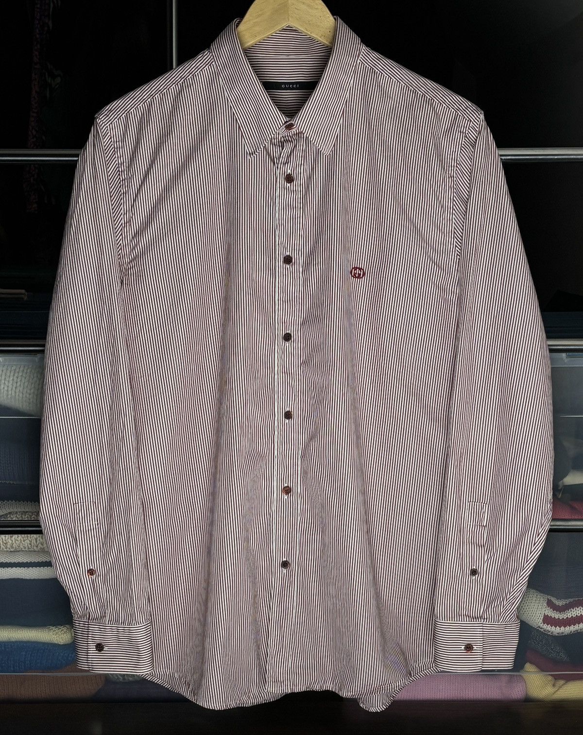 Gucci Gucci Vintage Tom Ford Era Striped Shirt GG Logo Archive Size US L / EU 52-54 / 3 - 1 Thumbnail