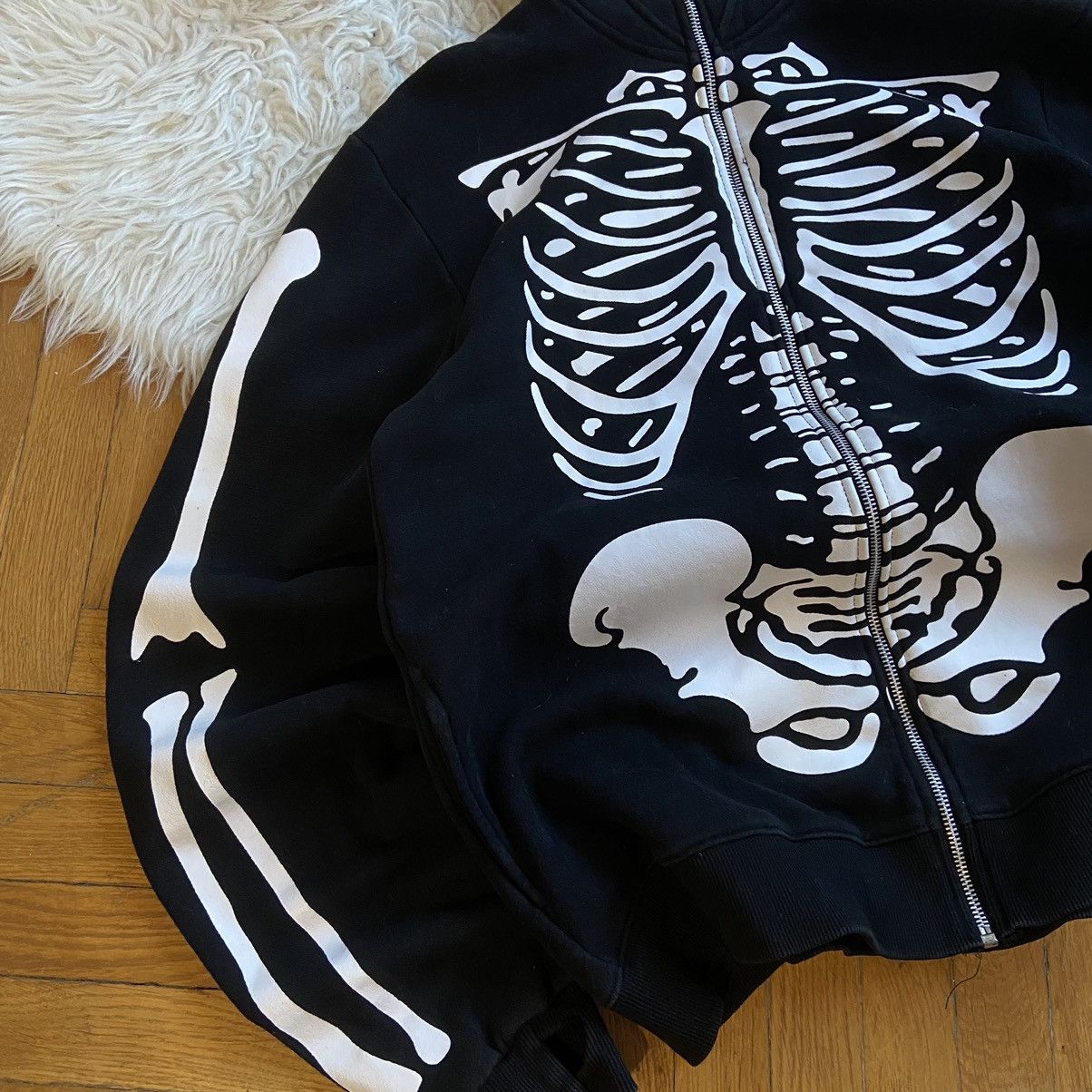 Japanese Brand 📌 Vintage Living Dead Souls Skeleton Full Zip Hoodie Size US XL / EU 56 / 4 - 4 Thumbnail