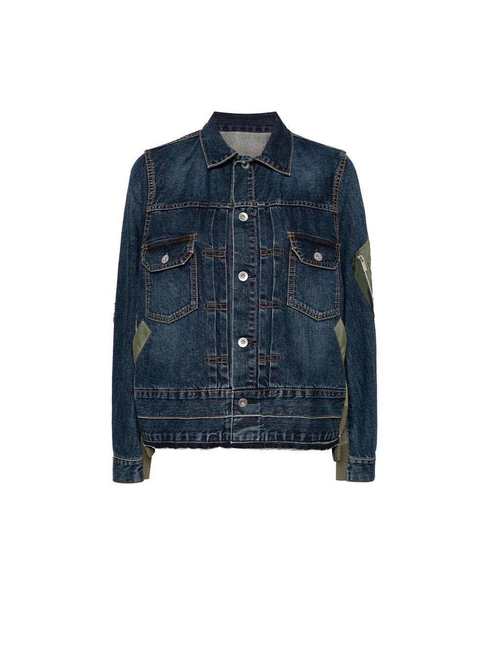 Sacai o1s22i1n0924 Denim & Nylon Jacket in Blue Size M / US 6-8 / IT 42-44 - 1 Thumbnail