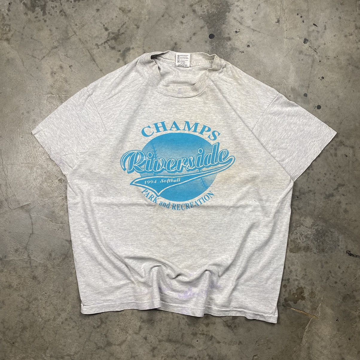 Anvil × Vintage 90s 1994 Riverside Softball Tee Size US L / EU 52-54 / 3 - 1 Thumbnail