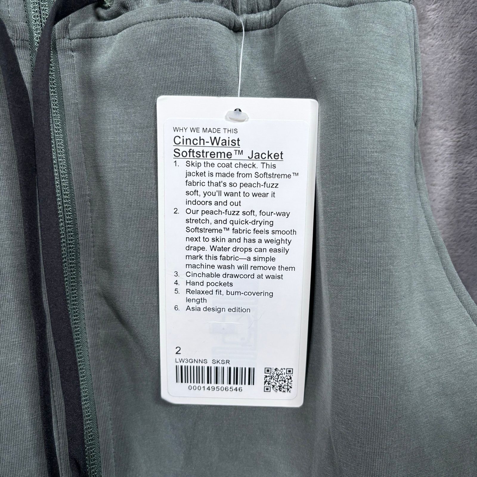 Lululemon Lululemon Cinch-Waist Softstreme Jacket NWT Size 2 Green Size XS / US 0-2 / IT 36-38 - 5 Thumbnail