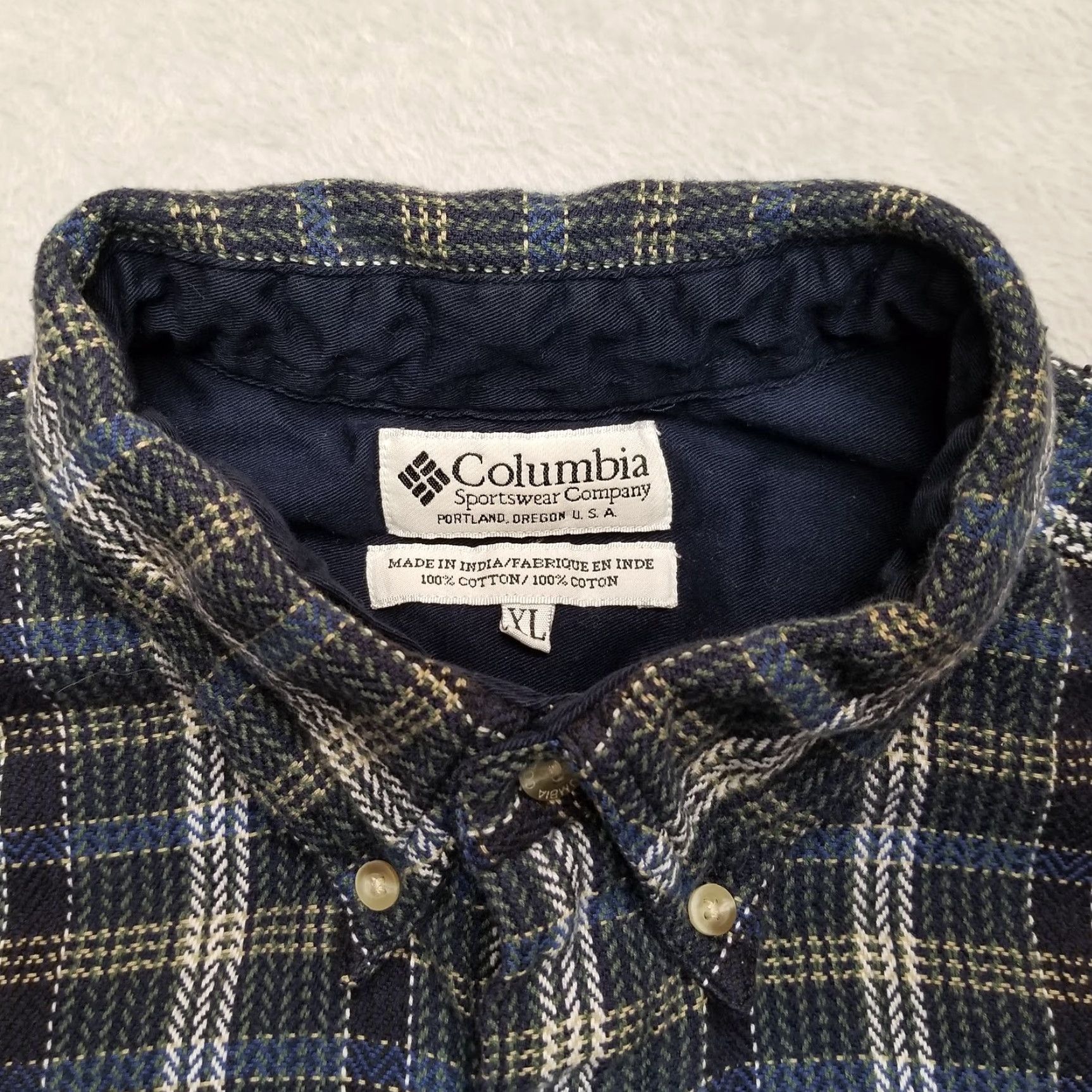 Vintage VINTAGE Columbia Shirt Mens XL Blue Plaid Button Long Sleeve 100% Cotton Casual Size US XL / EU 56 / 4 - 6 Thumbnail