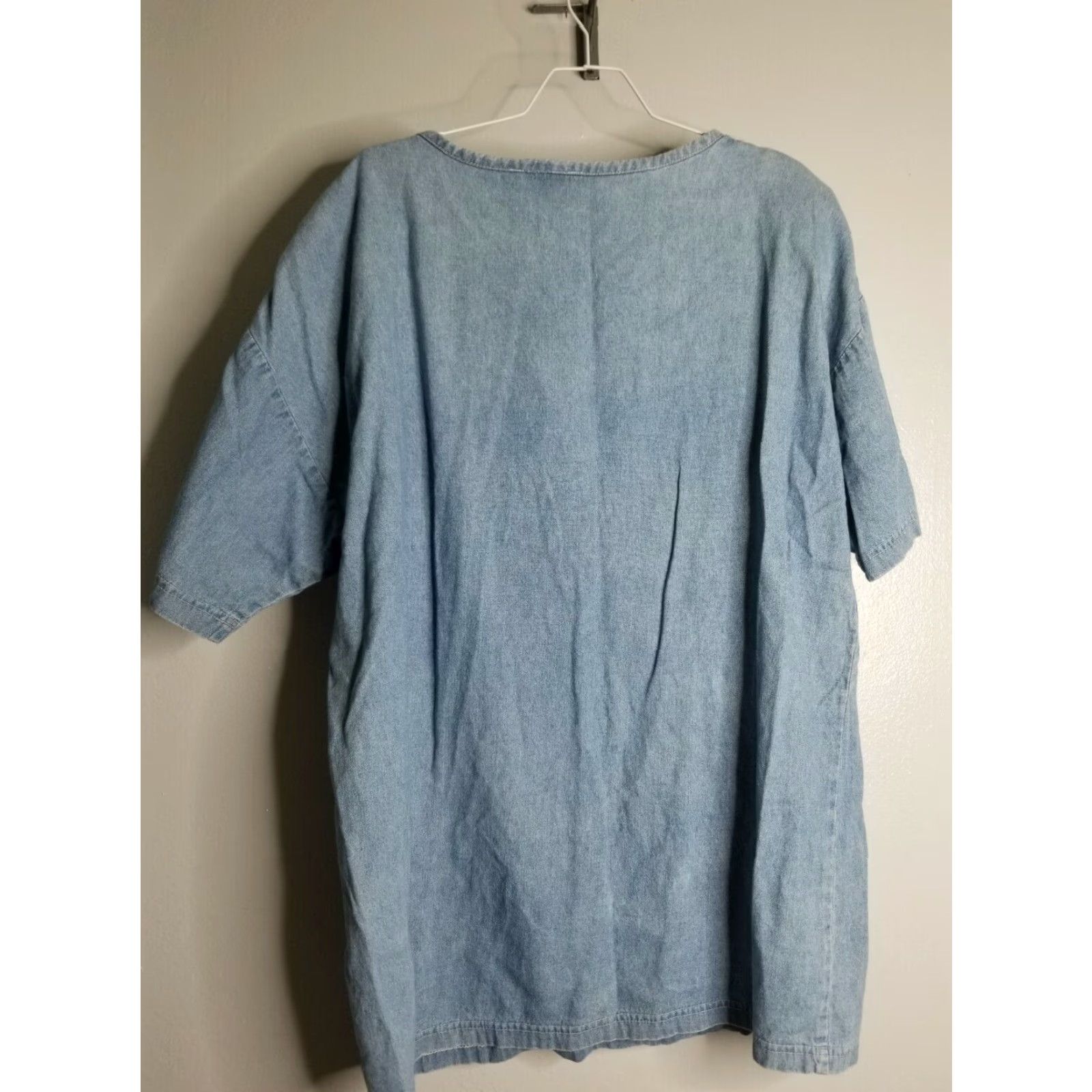 Vintage VINTAGE Copa Cabana Dress Women L Blue Beaded Jean Beach Cover Up O/S 80s Tunic Womens Size 36" / US 14 / IT 50 - 2 Thumbnail