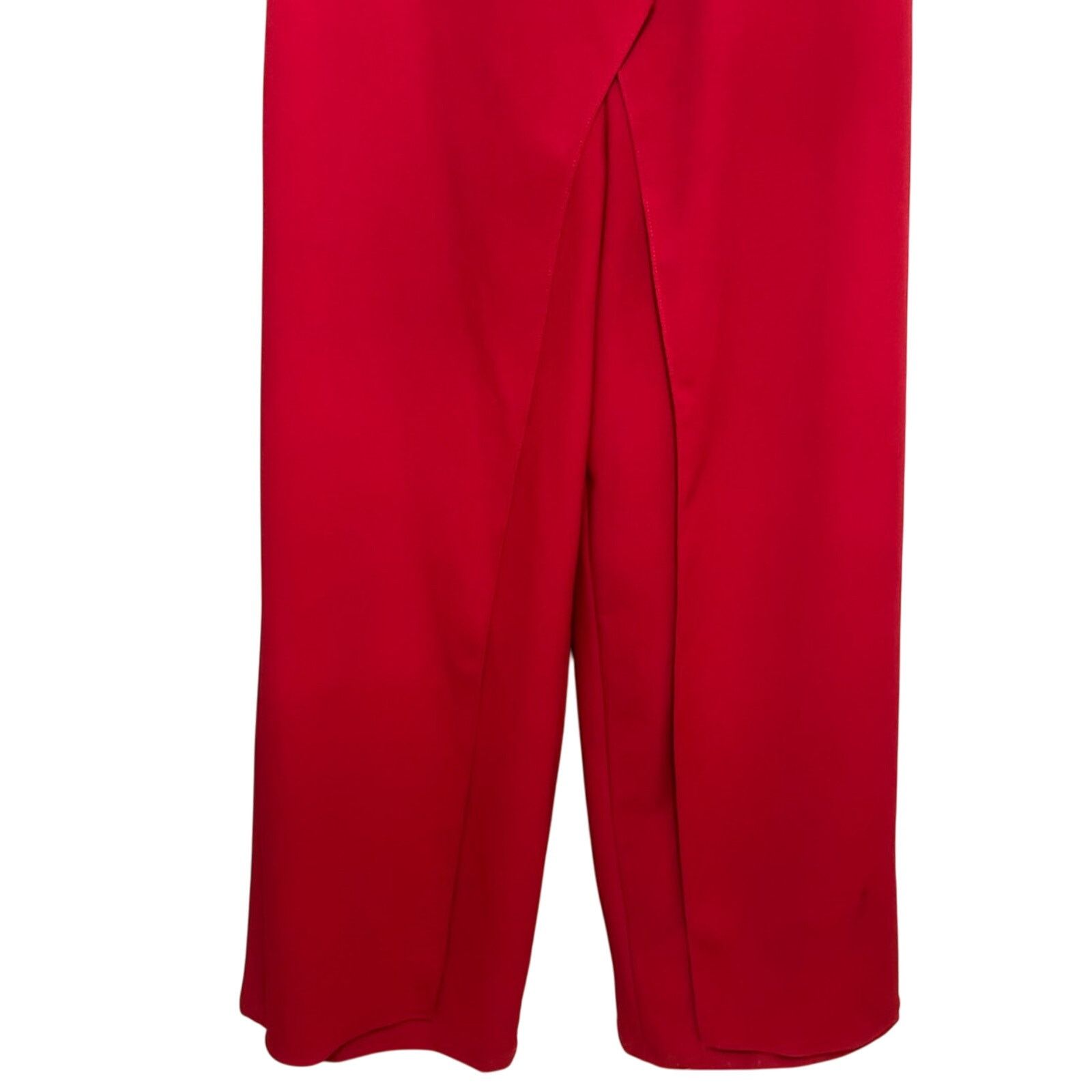 Other Marina Jumpsuit One Shoulder Flutter Sleeve Red Women's 12 Size 30" / US 8 / IT 44 - 6 Thumbnail