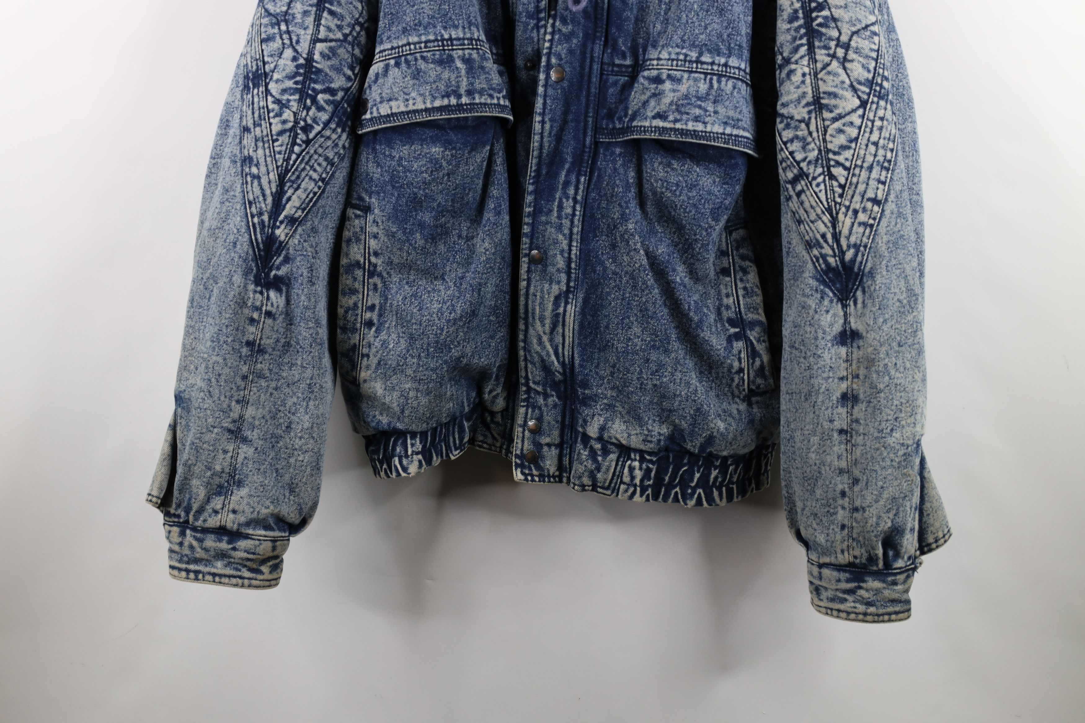 Vintage Vintage 90s Streetwear Quilted Acid Wash Denim Jean Jacket Size US XXL / EU 58 / 5 - 3 Thumbnail