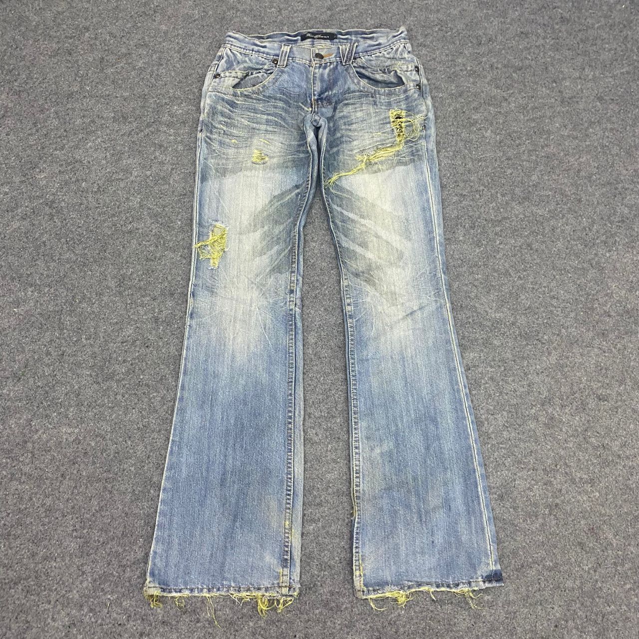 If Six Was Nine 💥Flare💥Vintage Foot Three Style Distressed Denim Size US 30 / EU 46 - 1 Thumbnail