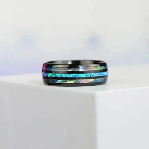 VIBE Inlay Abalone Shell Blue Opal Rings Size ONE SIZE - 2 Thumbnail