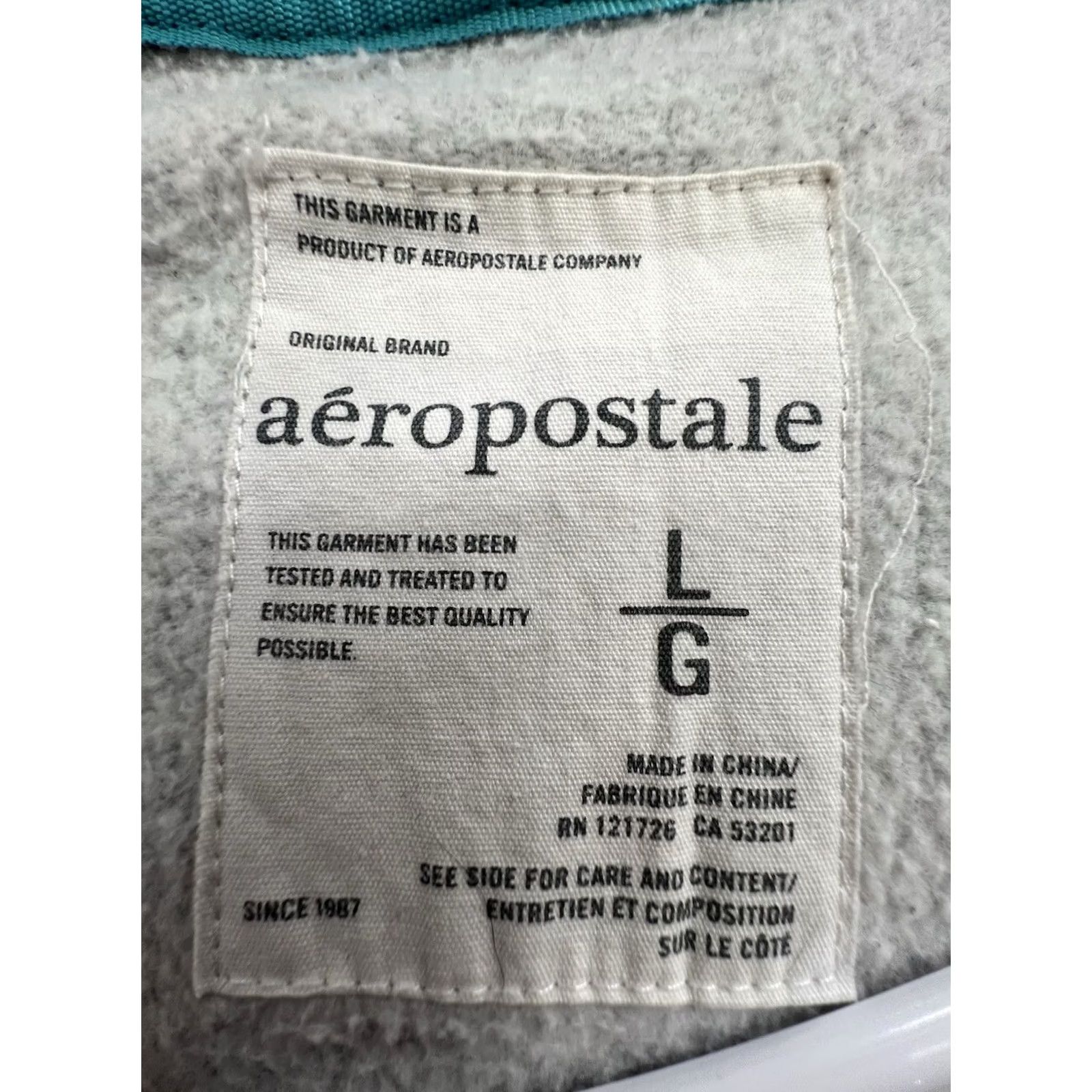 Vintage Y2K Aeropostale Zip Up Hoodie Gray Teal Embroidered Stitched On Women's Size L Size L / US 10 / IT 46 - 6 Thumbnail