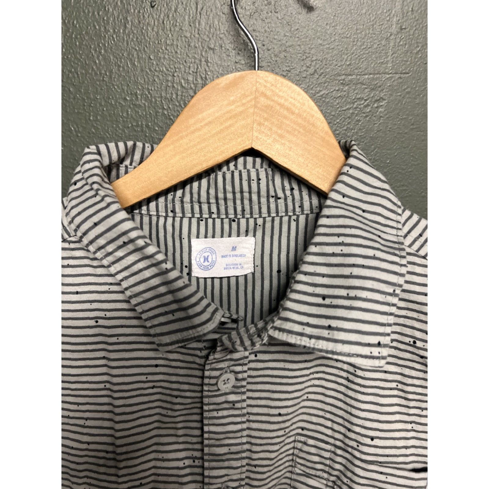 Hurley Hurley Shirt Mens Medium Gray Striped Button-Up Stretch Cotton Blend Casual Size US M / EU 48-50 / 2 - 2 Thumbnail