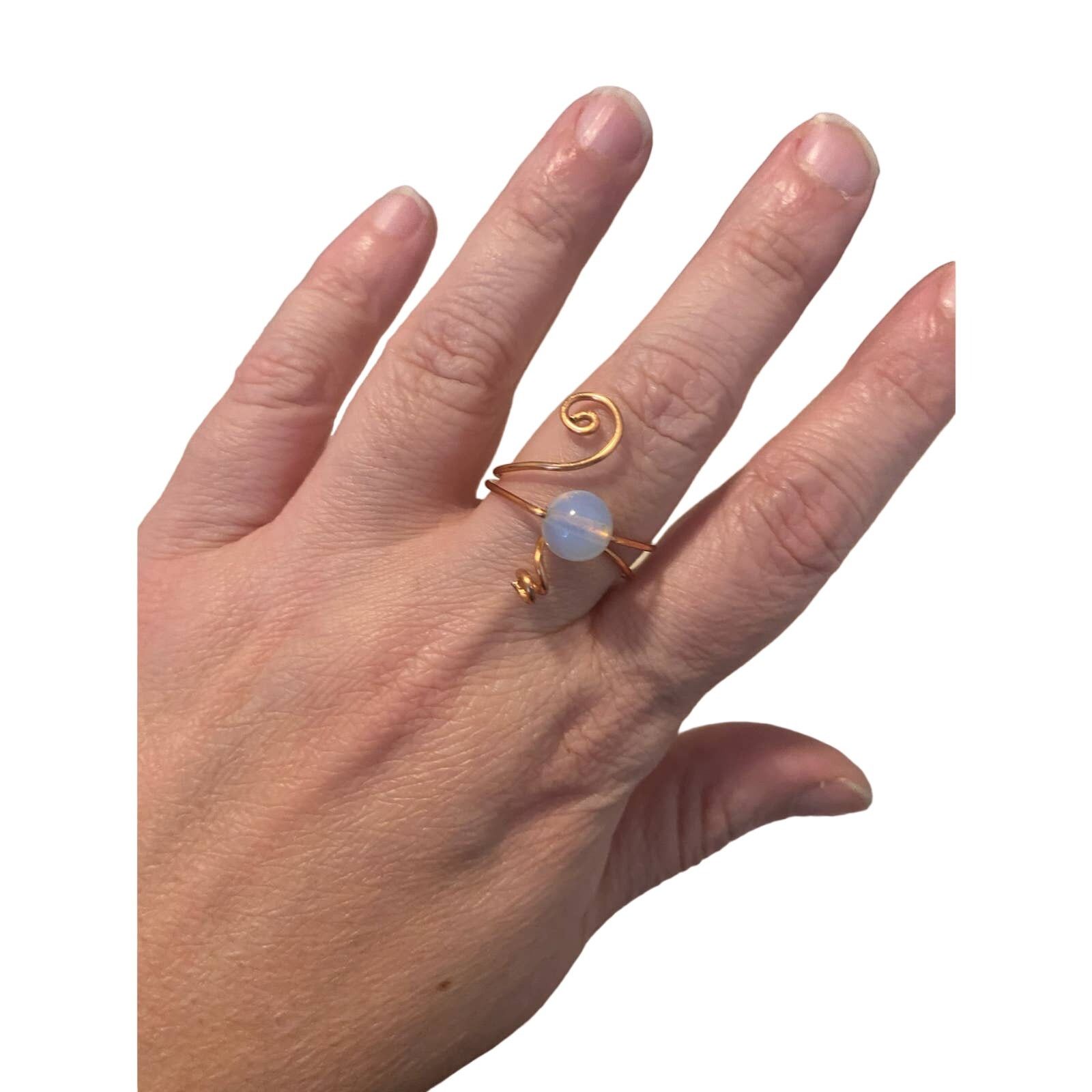 Handmade wire wrapped ring adjustable rose gold tone Size ONE SIZE - 1 Thumbnail