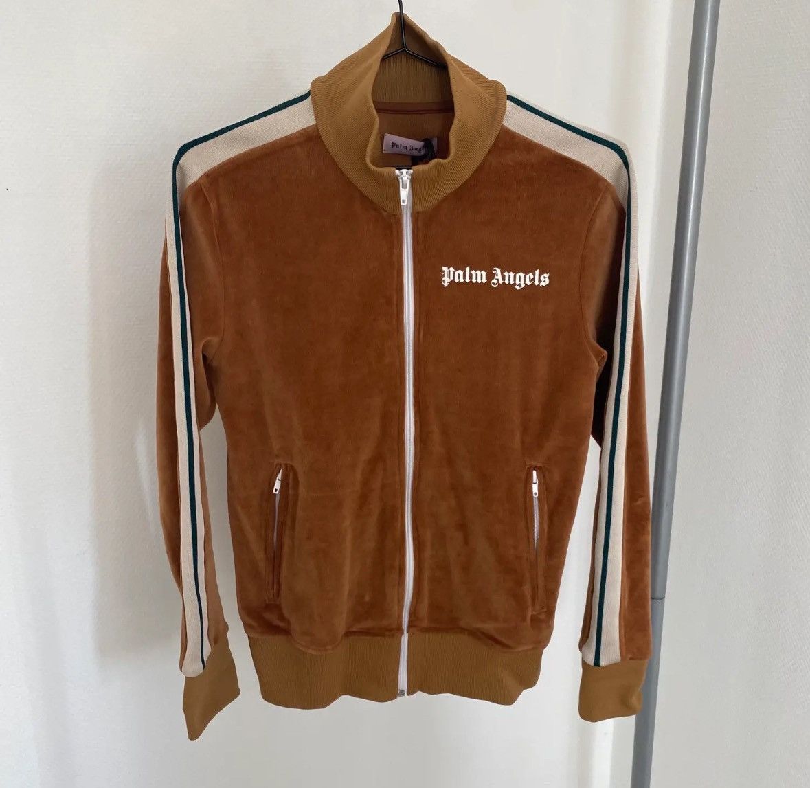 Image of Palm Angels Velour Track Jacket Xs Orange / Rust, Men's