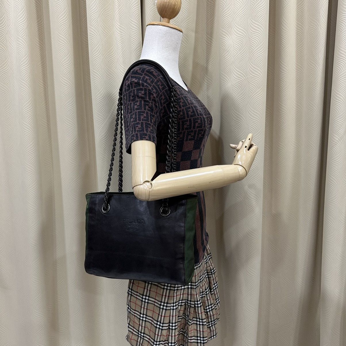 Prada PRADA NAPPA & TESSUTO CATENA SHOULDER CHAIN TOTE BAG Size ONE SIZE - 1 Thumbnail
