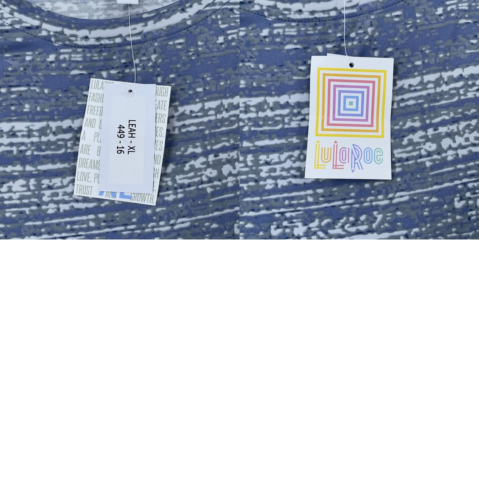 Vintage LuLaRoe Leah Shirt Womens XL Blue Gray Abstract Drop Shoulder Cuff Tunic Top Size XL / US 12-14 / IT 48-50 - 8 Thumbnail