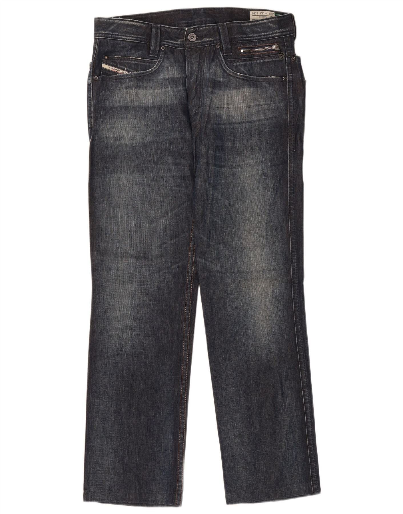 Diesel Mens Paddom Straight Jeans W32 L29 Navy Blue Cotton Size US 32 / EU 48 - 1 Thumbnail