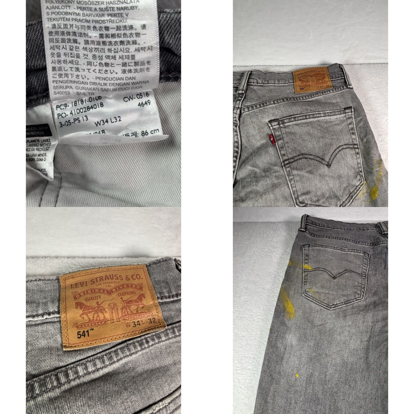 Levi's Levi’s 541 Jeans Men’s 34x32 Gray Denim Stretch Regular Fit 5-Pocket Logo 90s USA Vintage Style Tapered Size US 34 / EU 50 - 8 Thumbnail