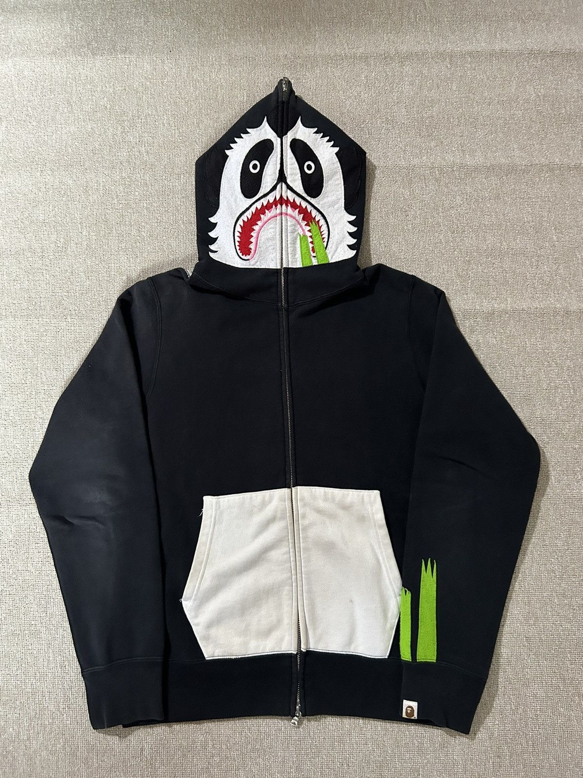 image of Bape Panda Full Zip Hoodie in Black, Men's (Size Medium)