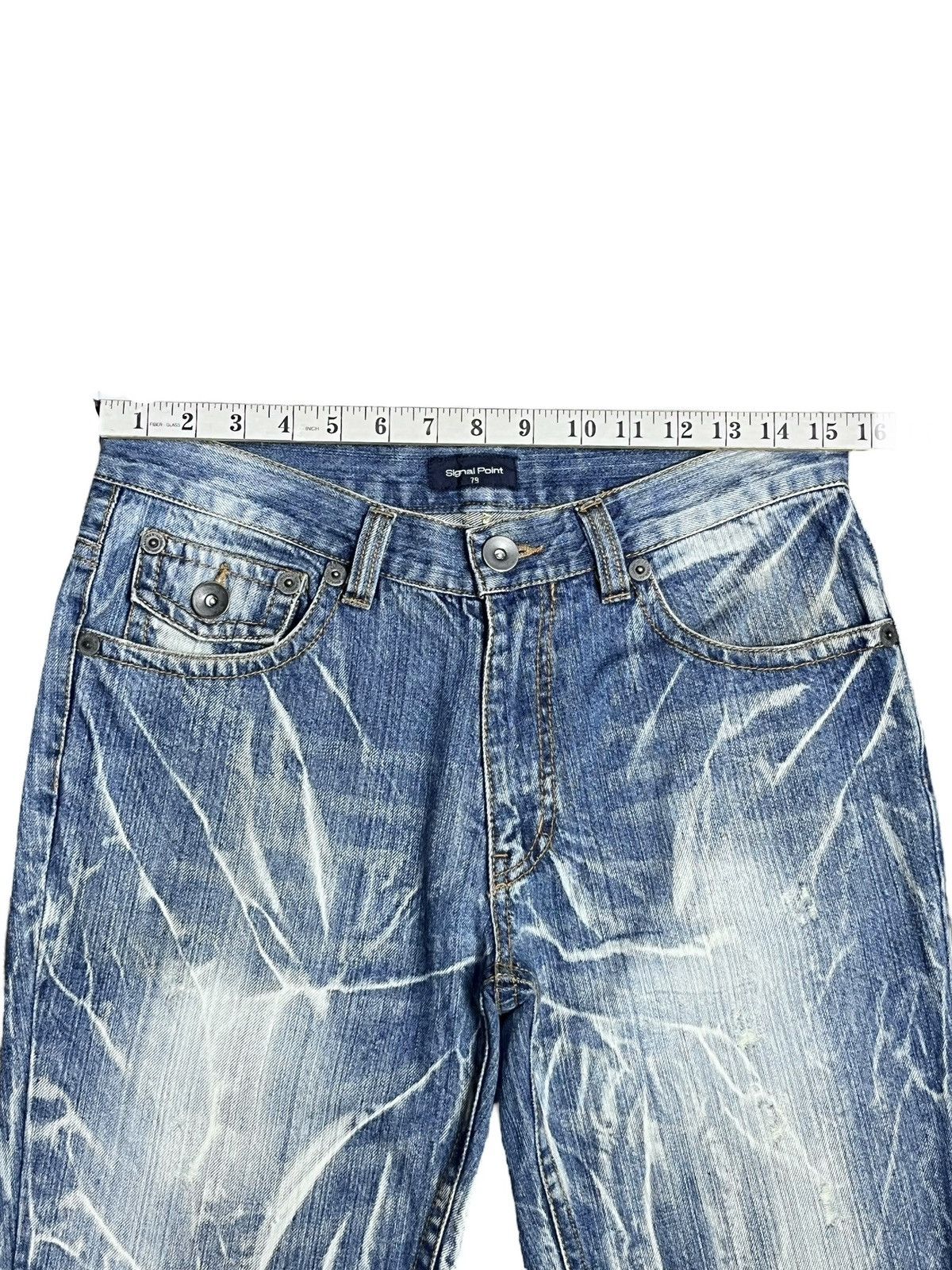 If Six Was Nine × Signal Sport SICK🔥PUNK Thunder Lightning Whiskered Acid Wash Flare Jeans Size US 31 - 13 Thumbnail