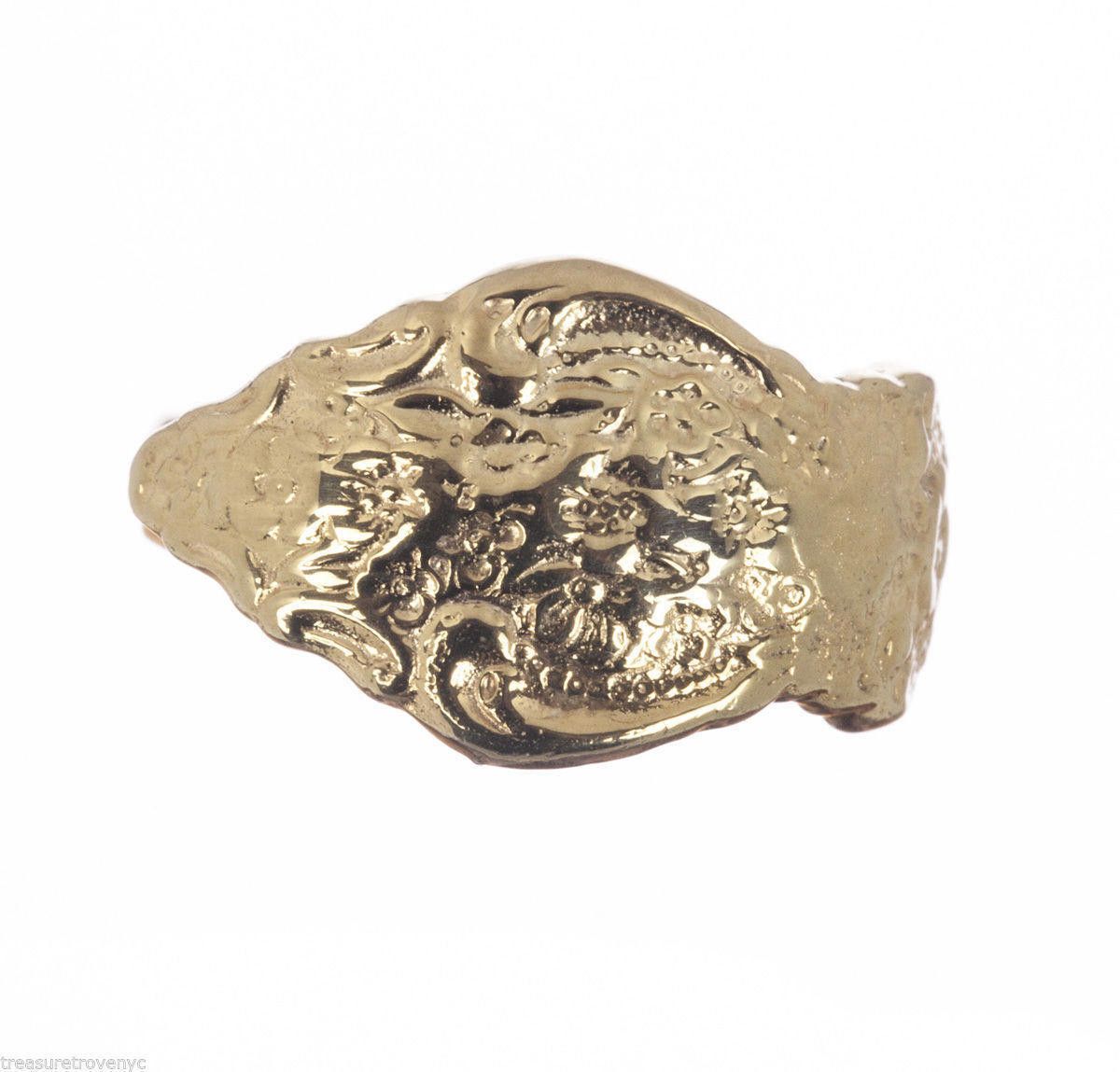 Designer 18 kt Gold Vermeil Sterling Silver Ornate Spoon Silver Ring Size ONE SIZE - 1 Thumbnail