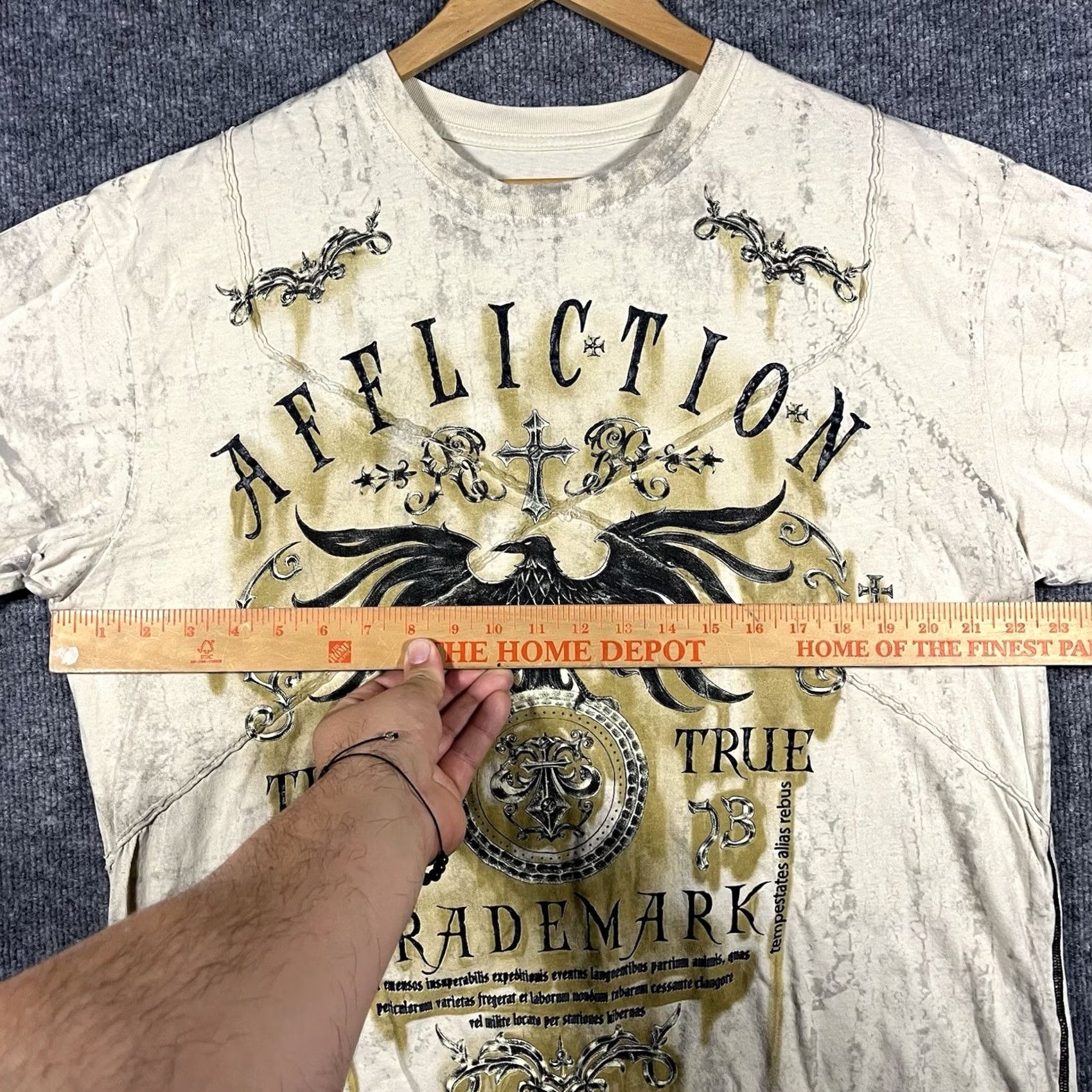 Affliction Affliction Shirt Men 2XL Crew Neck Short Sleeve Graphic Print Logo Biker Grunge Y2K Vtg Ivory USA Rock Size US XXL / EU 58 / 5 - 5 Thumbnail