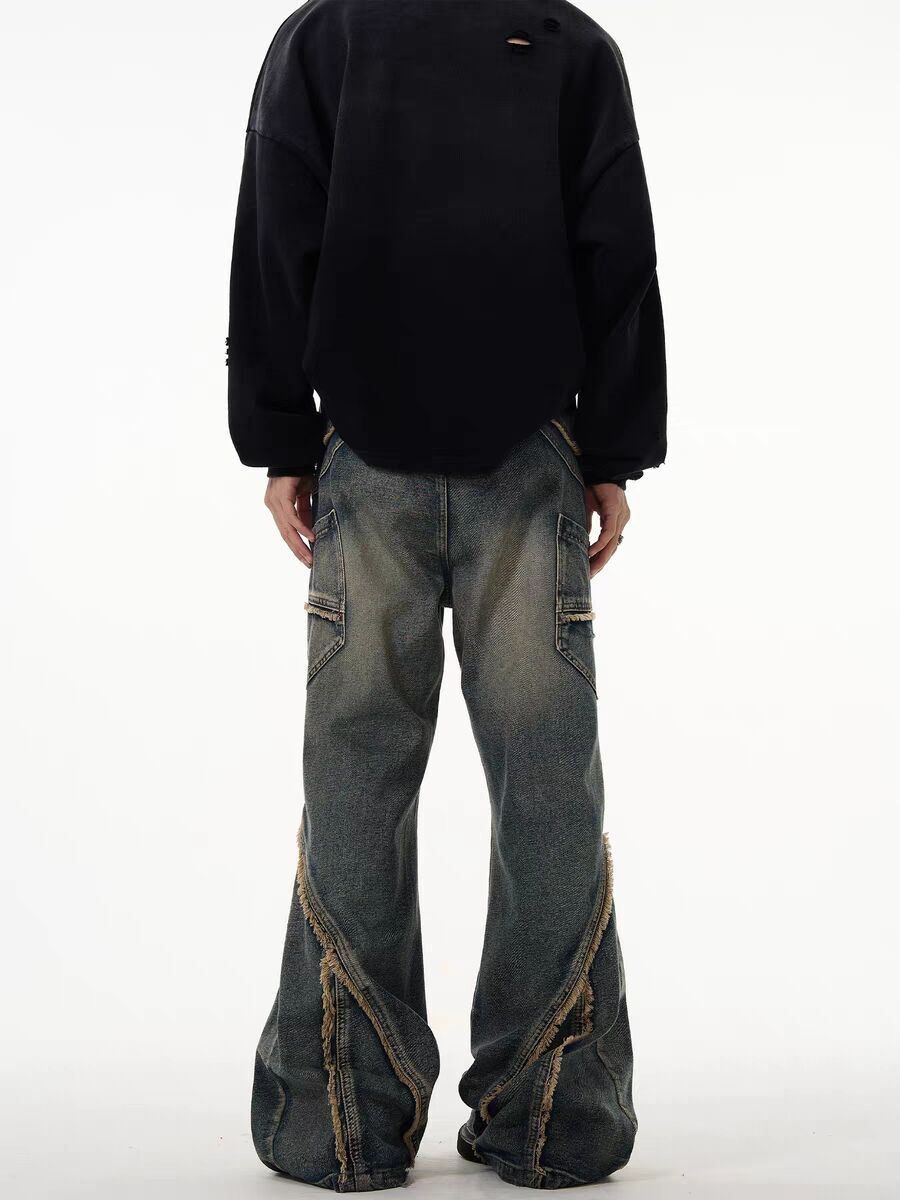 Japanese Brand Retro heavy-duty stitching raw edge micro-flared jeans Size US 30 / EU 46 - 3 Thumbnail
