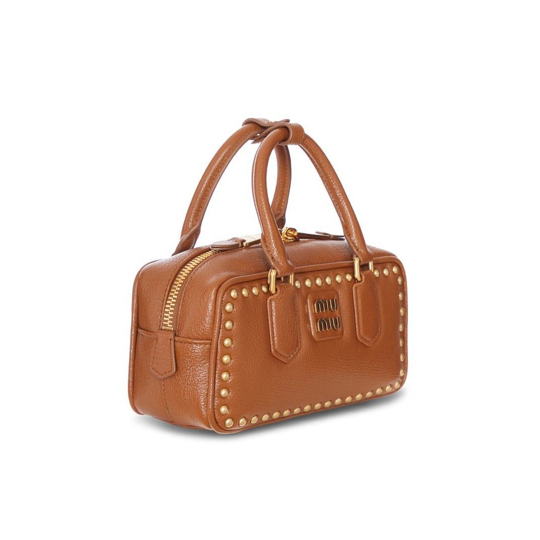 Miu Miu MIU MIU $4500 Arcadie Studded Brandy Top Handle Bag New & Au Size ONE SIZE - 2 Thumbnail