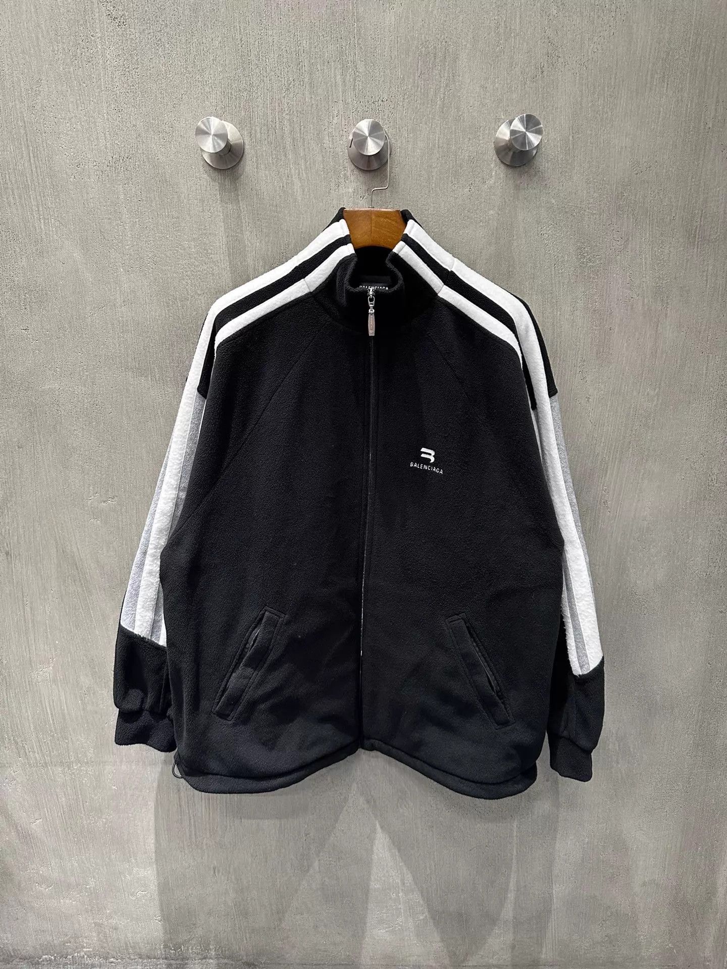 Balenciaga Black Striped Zip-Up Light Jacket Size US S / EU 44-46 / 1 - 1 Thumbnail