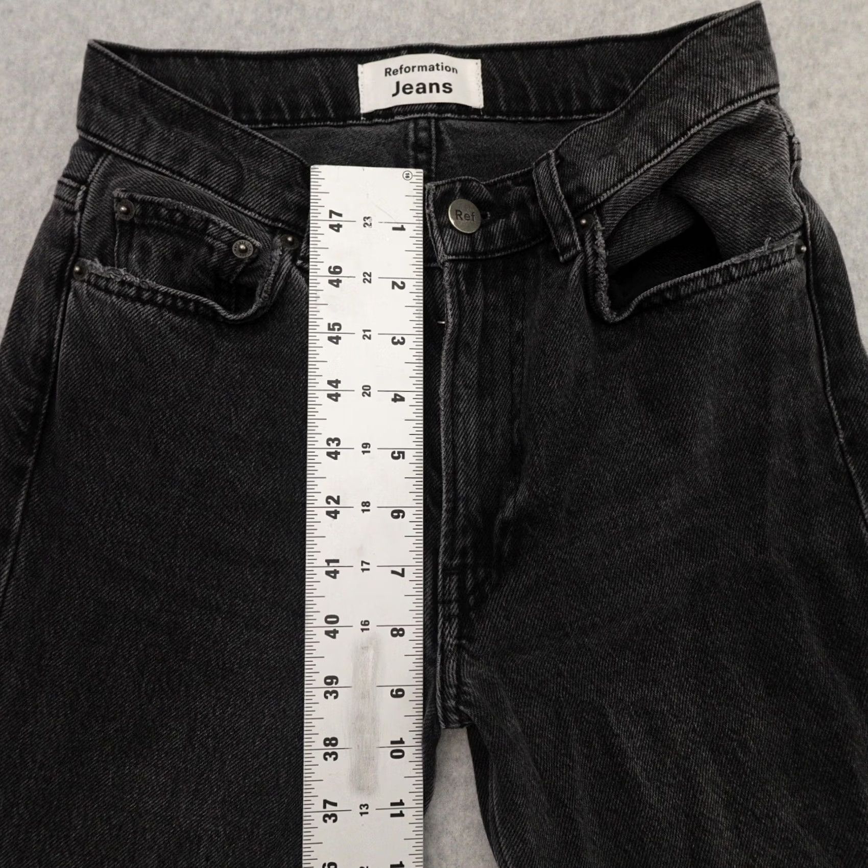Reformation Reformation Womens Black Monterey Straight Leg Jeans 24 Zipper Fly Size 42" / US 20 - 6 Thumbnail
