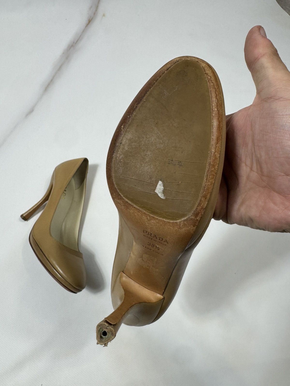 Prada Prada Nude Patent Leather Hight Heels Size US 7 / IT 37 - 4 Thumbnail