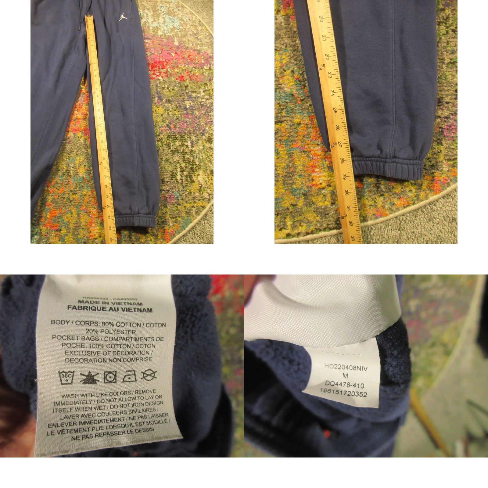 Nike Vtg Nike Jordan Sweatpants Mens M Navy Fleece Joggers Cotton Polyester Fleece Size US 31 - 8 Thumbnail