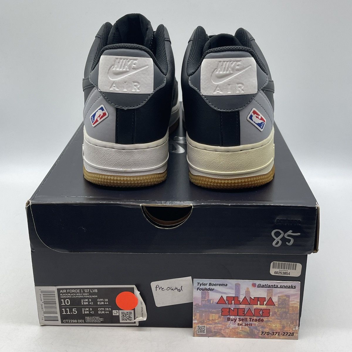 Nike NBA x air force 1 black wolf grey Size US 10 / EU 43 - 3 Thumbnail