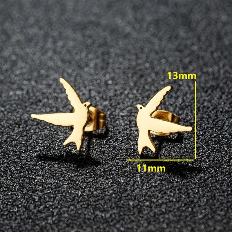 Jewelry Swallow Bird Mini Stud Earrings Charm Earring Gift Size ONE SIZE - 3 Thumbnail