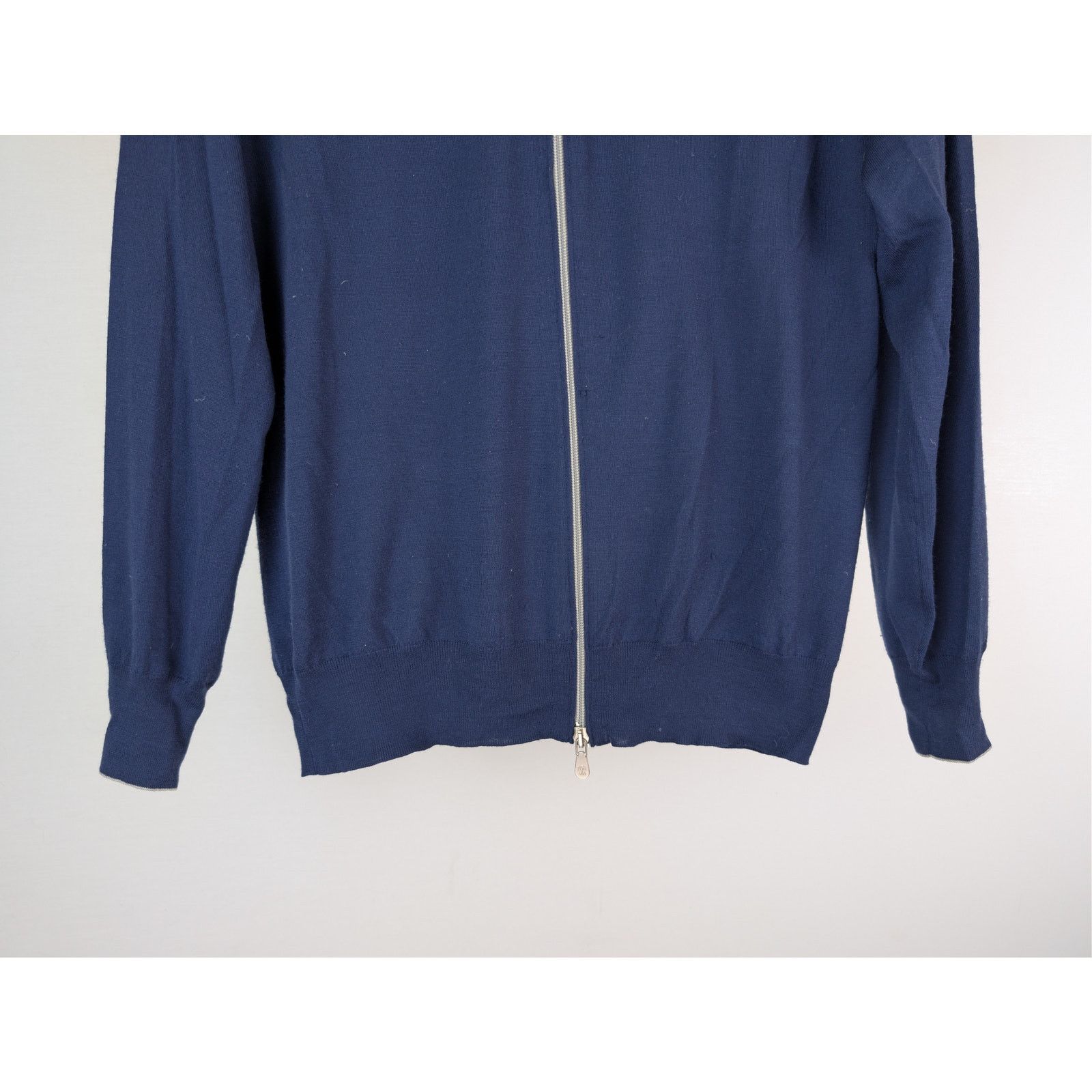 Brunello Cucinelli o1rshd1 CC20 Full Zip Cardigan Sweater Sweatshirt Navy Blue Size US M / EU 48-50 / 2 - 4 Thumbnail