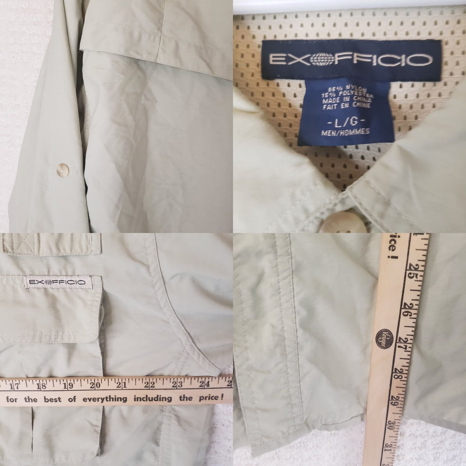 ExOfficio ExOfficio Shirt Mens L Light Green Button-Up Long Sleeve Vented Fishing Camp Shirt Size US L / EU 52-54 / 3 - 9 Thumbnail