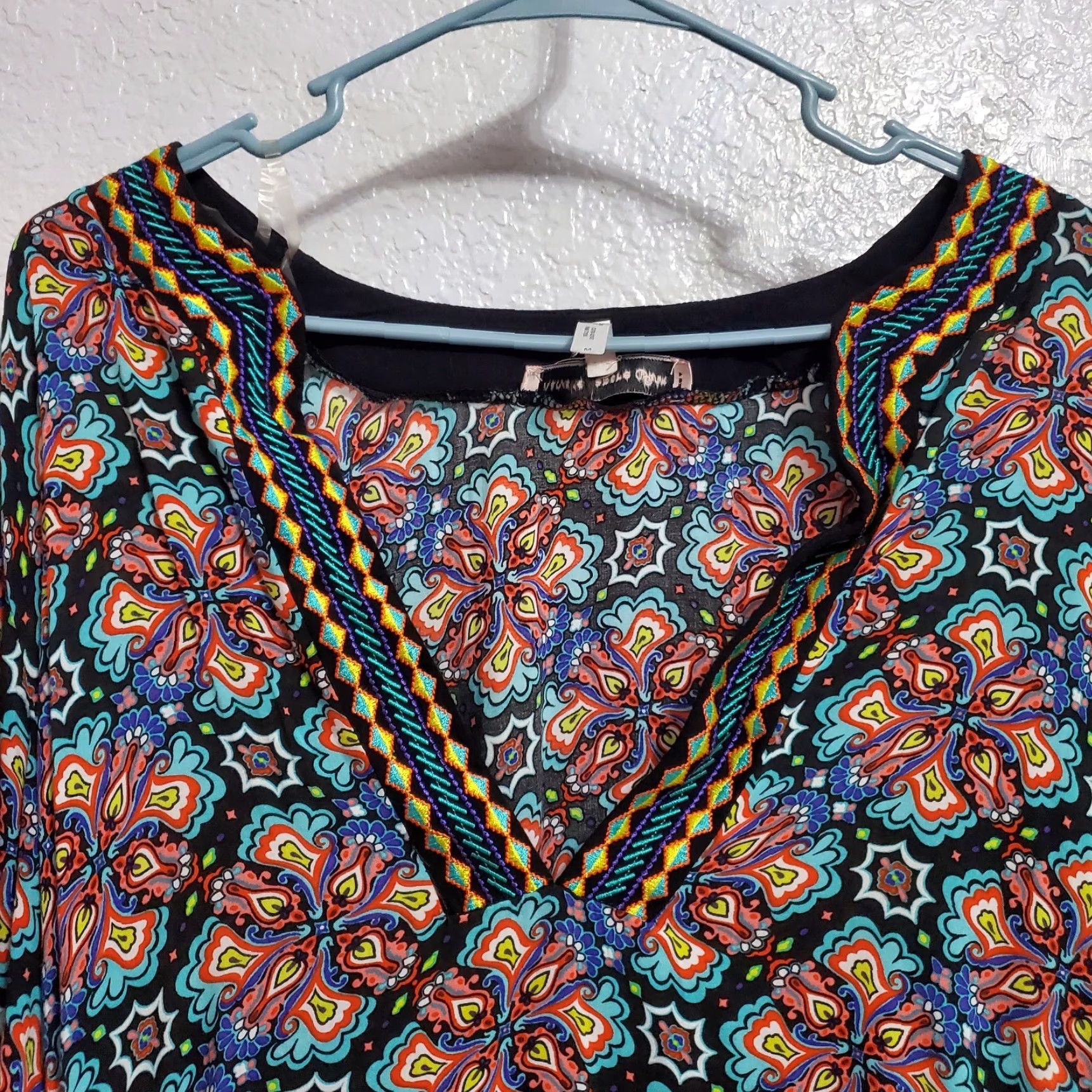 Nanette Lepore Nanette Lepore Cover Up Dress Women XL Beach Bohemian Multicolor Embroidered Tunic Rayon Long Sleeve V-Neck Pool Long Sleeve Size XL / US 12-14 / IT 48-50 - 4 Thumbnail