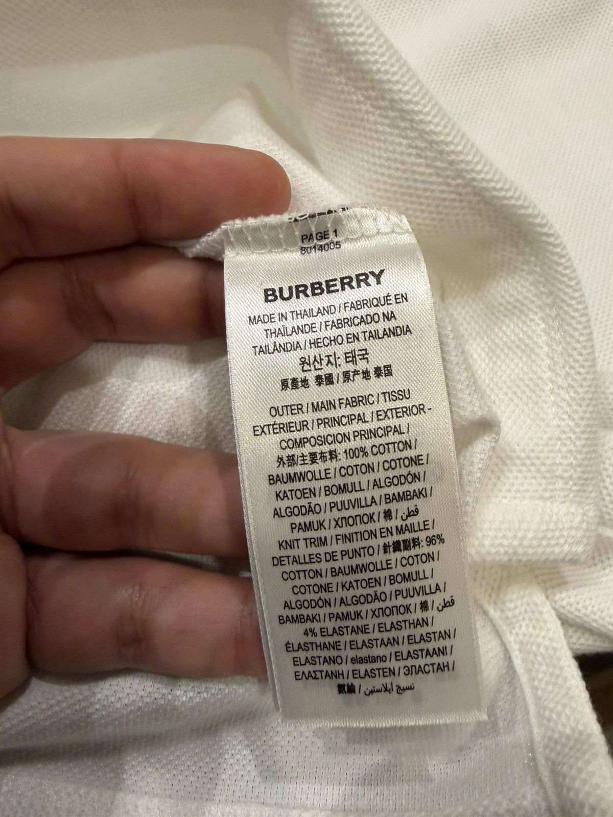 Burberry Burberry White Polo Shirt Size US L / EU 52-54 / 3 - 4 Thumbnail