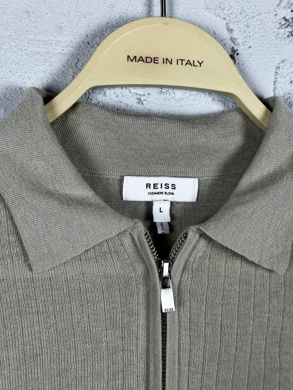 Reiss Reiss Kelly Tan Cashmere Textured Polo Zip Shirt Size L / US 10 / IT 46 - 4 Thumbnail