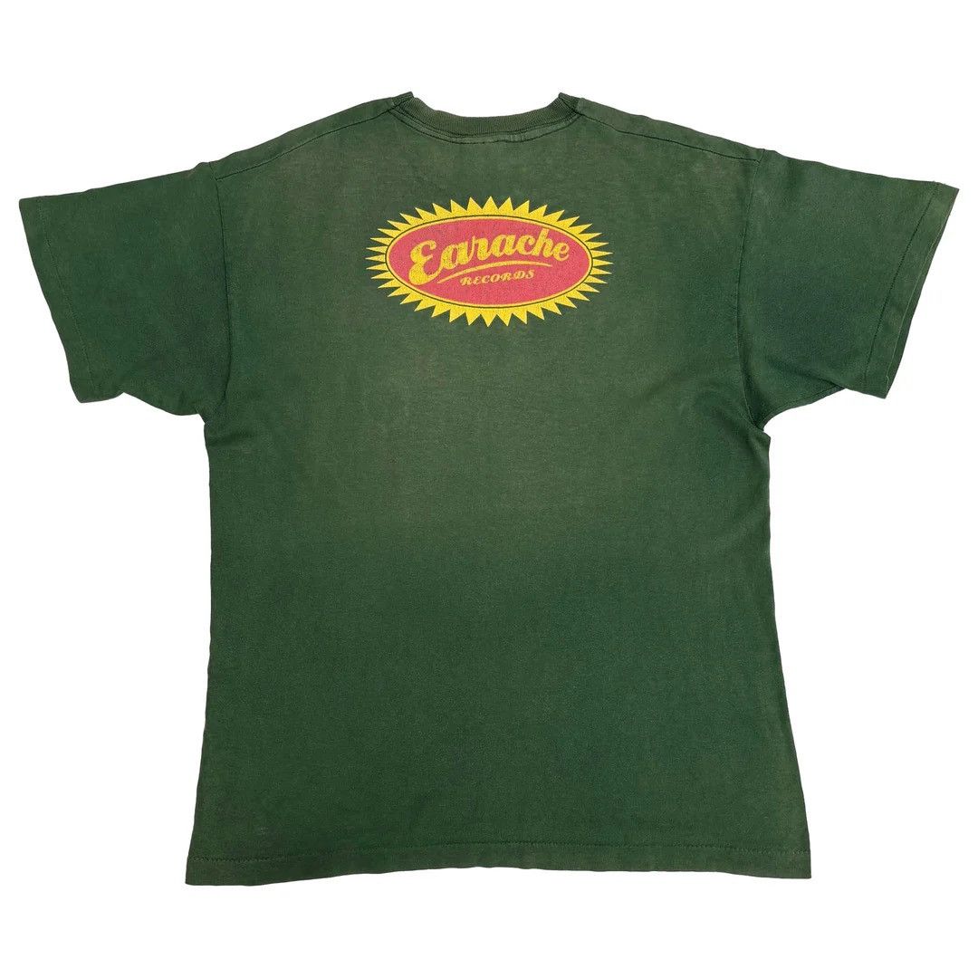 Band Tees Earache Records 1990 90s Vintage England Logo Rare T-Shirt Size US XL / EU 56 / 4 - 2 Thumbnail
