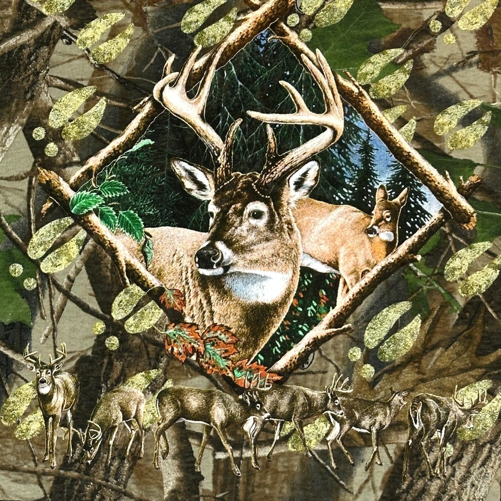 Realtree VINTAGE Jon Q Wright Shirt Mens 2XL Realtree Hardwoods Camo Deer Print Deadstock 90s USA Animals Outdoor Camouflage T-Shirt Mens XL Size US XXL / EU 58 / 5 - 2 Thumbnail