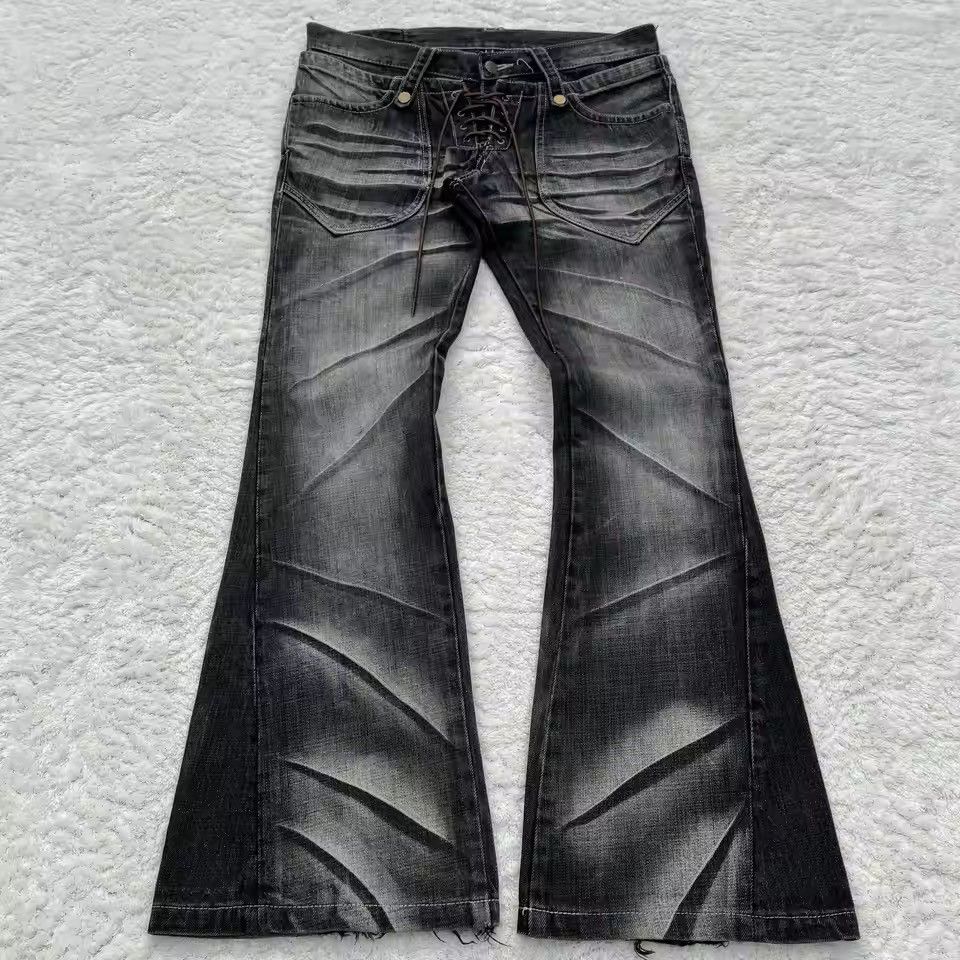 Japanese Brand Y2k Flared Lace Up Jean Size US 33 - 1 Thumbnail