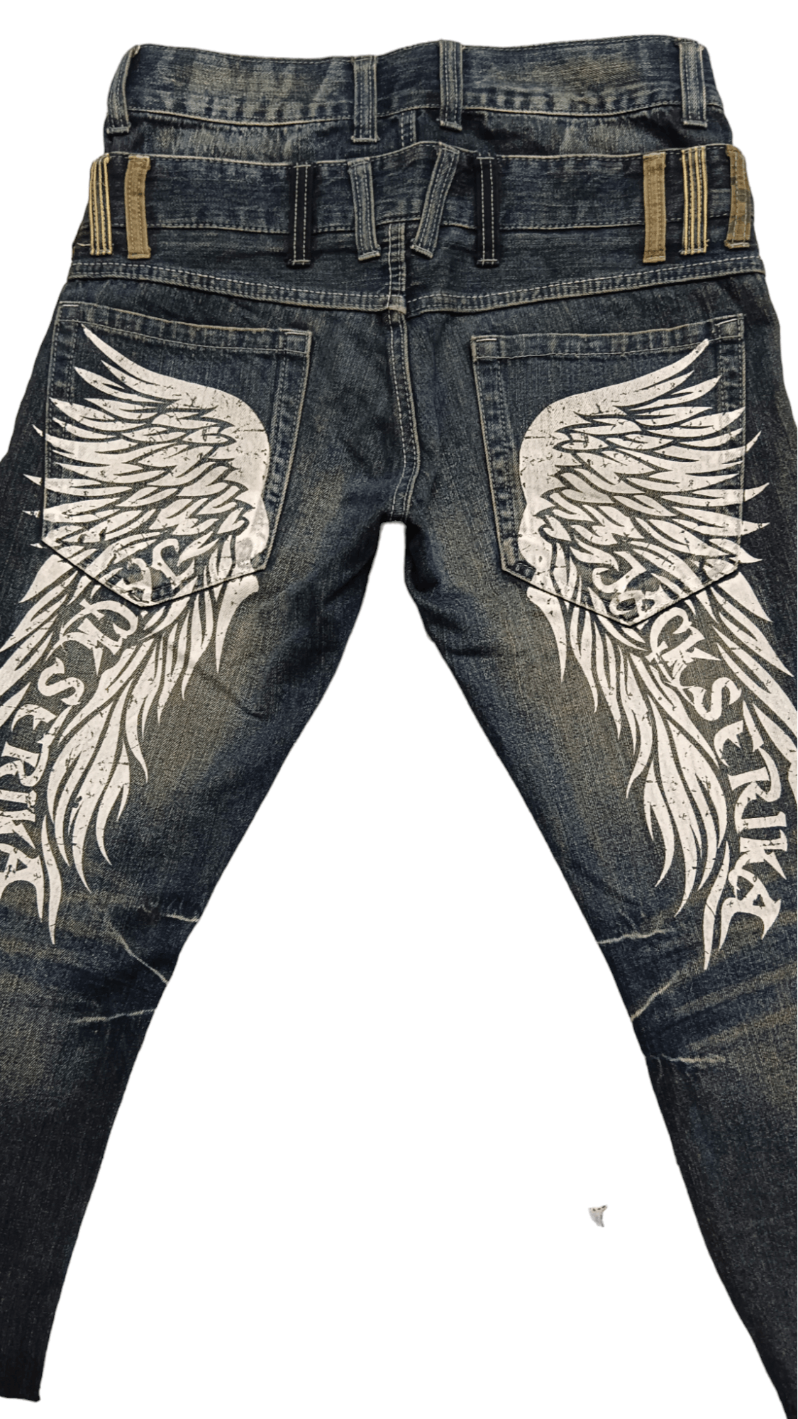 JACKROSE FYE🔥FLARE DOUBLE WAIST💥 JACK SERIKA Punk Angel Wings Denim Size US 32 / EU 48 - 4 Thumbnail