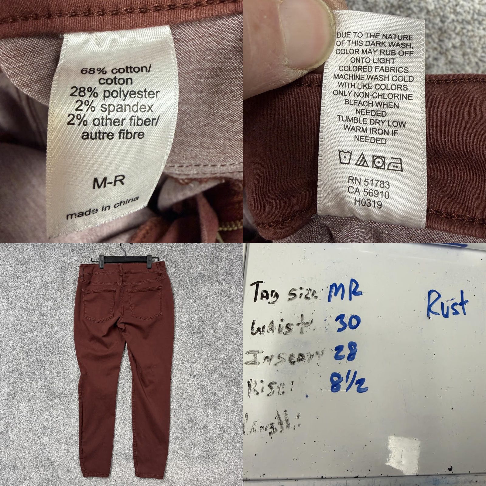Vintage Maurices Jeans Womens M Rust Reddish-Brown Mid Rise Skinny Stretch Denim 30x28 Size 32" / US 10 / IT 46 - 8 Thumbnail