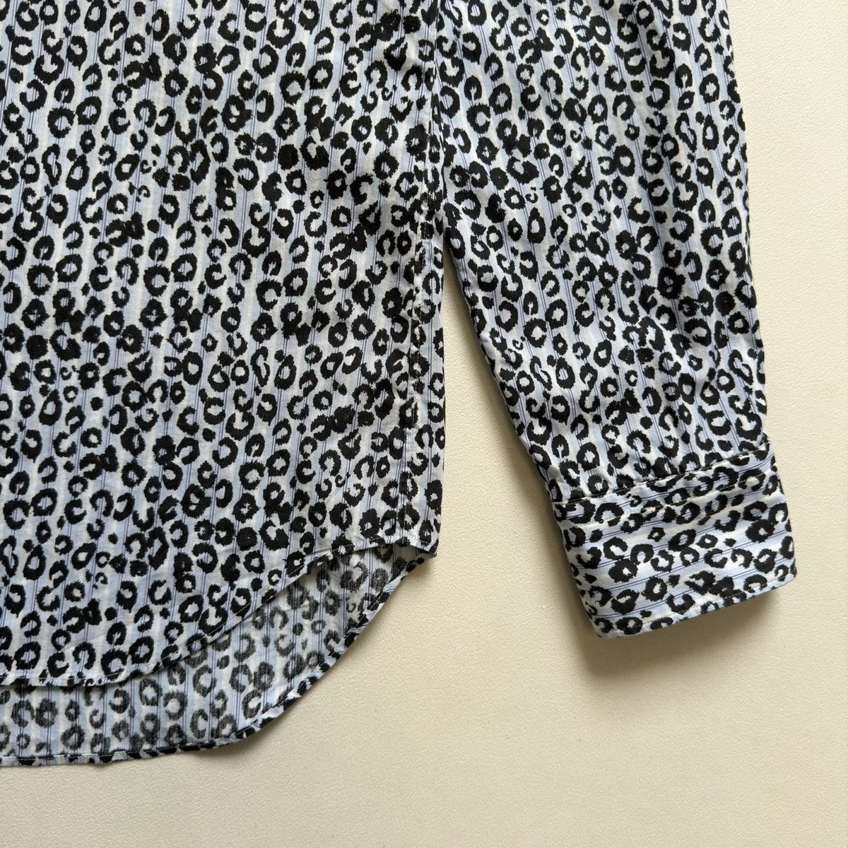 Comme des Garcons White / Blue Striped Leopard Print Shirt Size US S / EU 44-46 / 1 - 8 Thumbnail