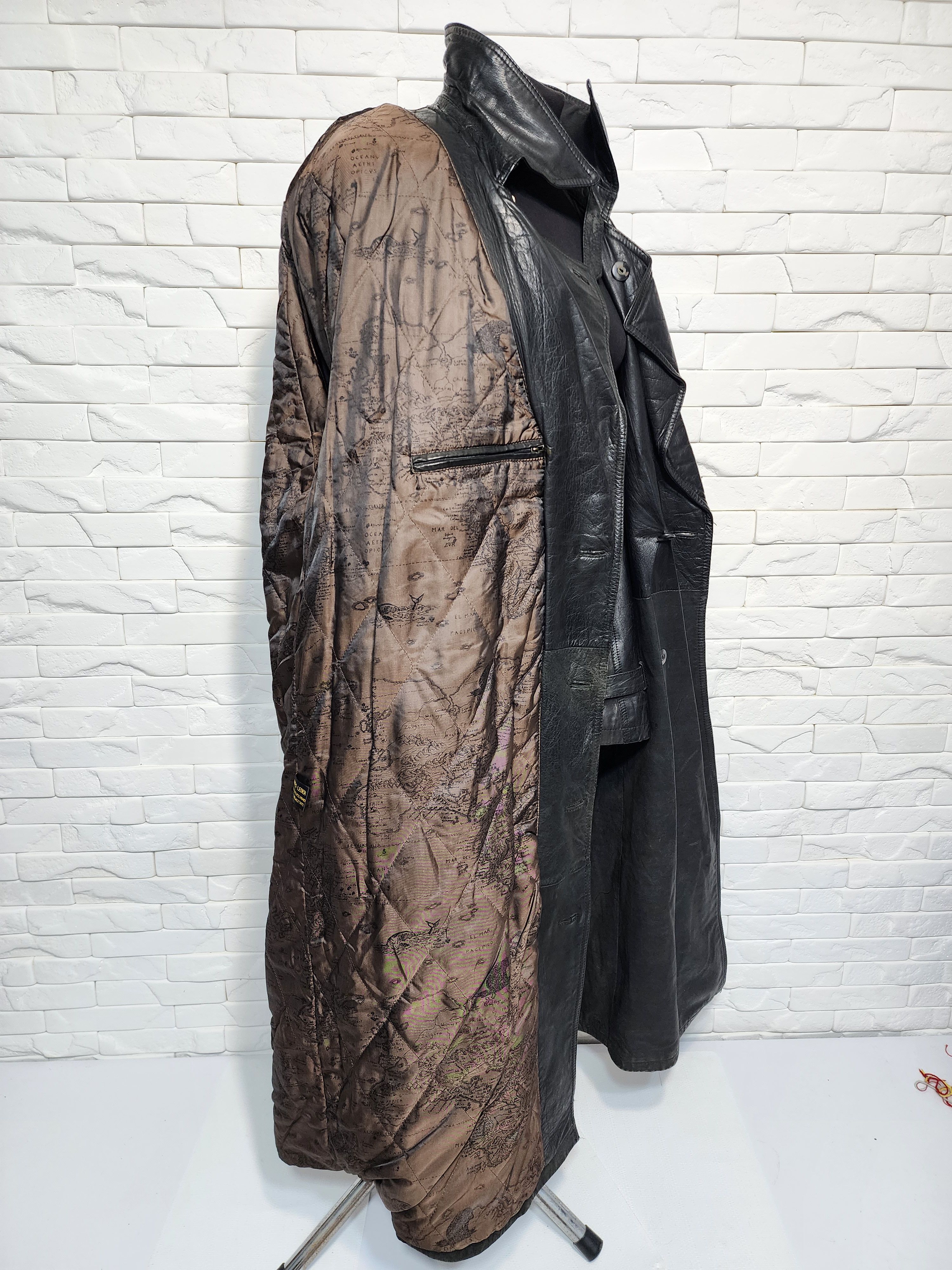 Designer Men's leather trench coat. Long leather men's coat. Size US XL / EU 56 / 4 - 10 Thumbnail