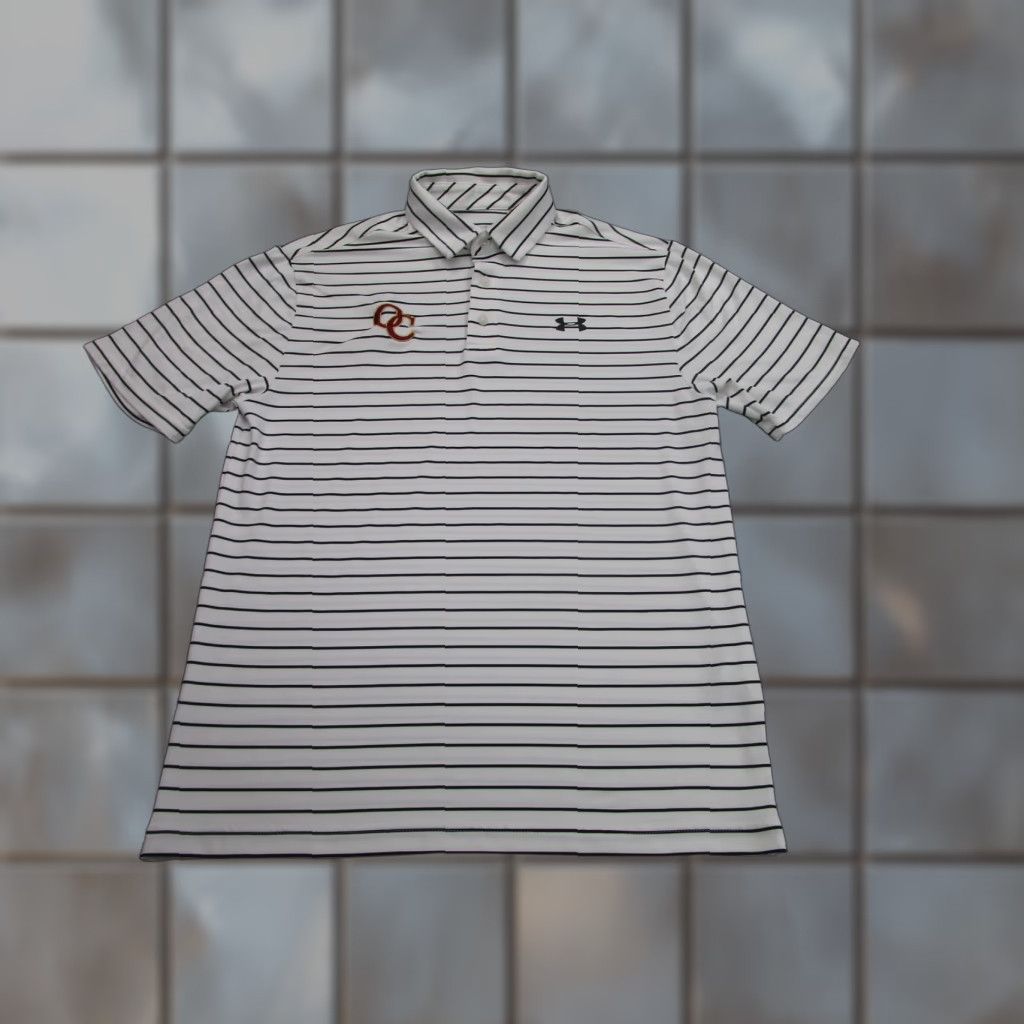 Under Armour Oaks Christian HS Polo Shirt Mens Medium Stripe Playoff Golf High School Prep Size US M / EU 48-50 / 2 - 1 Thumbnail