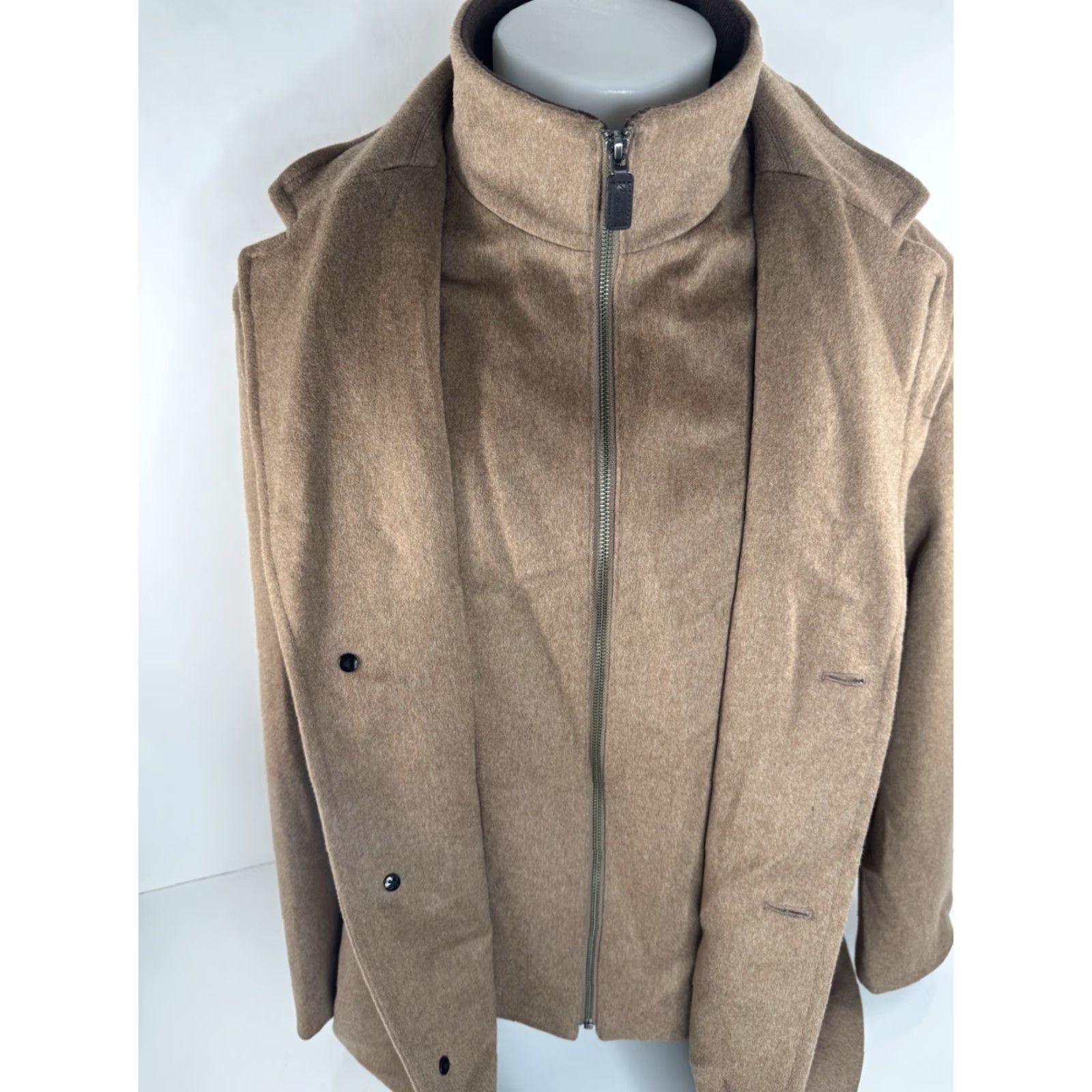 Cremieux DANIEL CREMIEUX / LORO PIANA Wool Zip L Jacket - Brown, 34" Length, Men's Blazer / Overcoat Jacket EXCELLENT Size 42R - 5 Thumbnail
