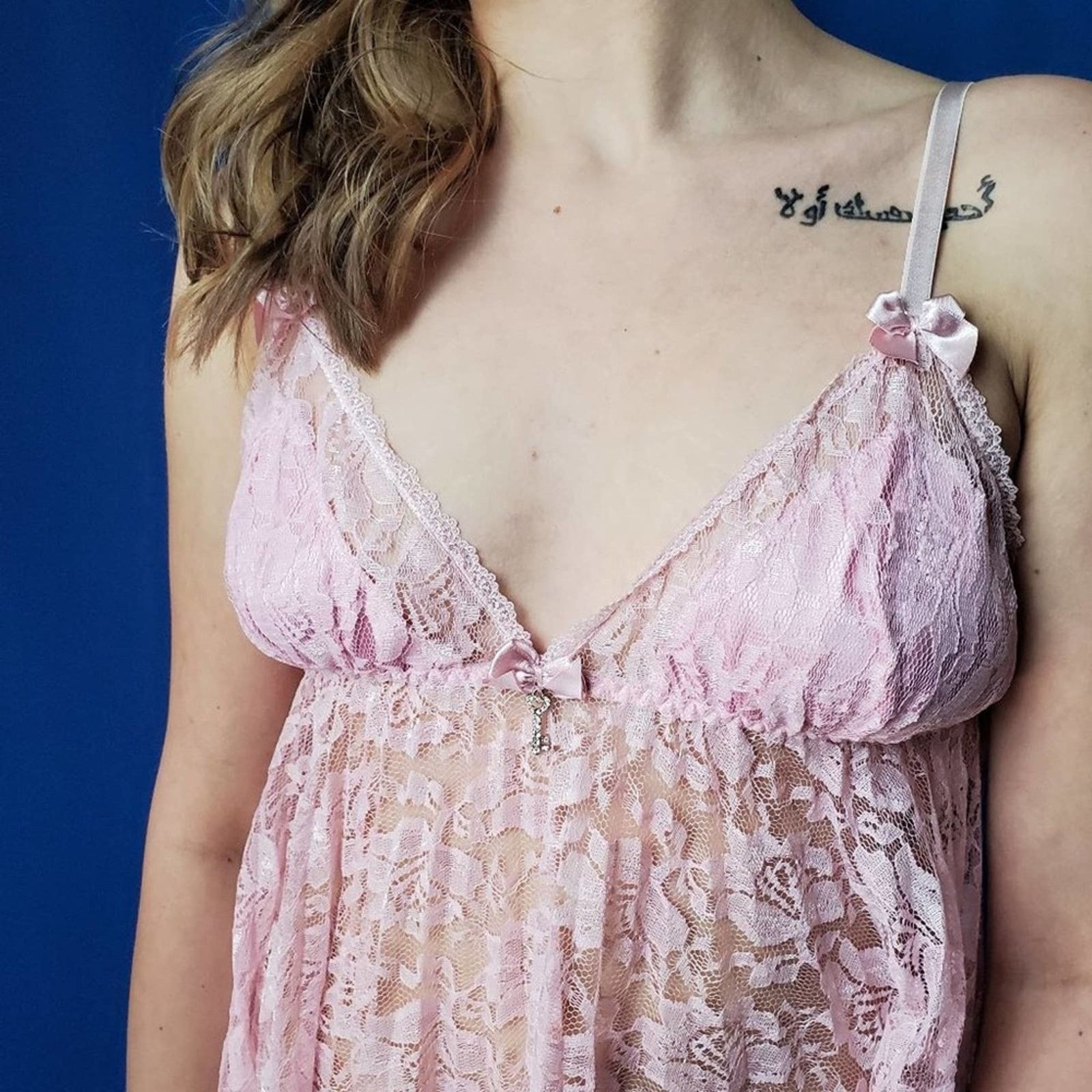 Vintage Pink Babydoll Negligee - M Size ONE SIZE - 9 Thumbnail