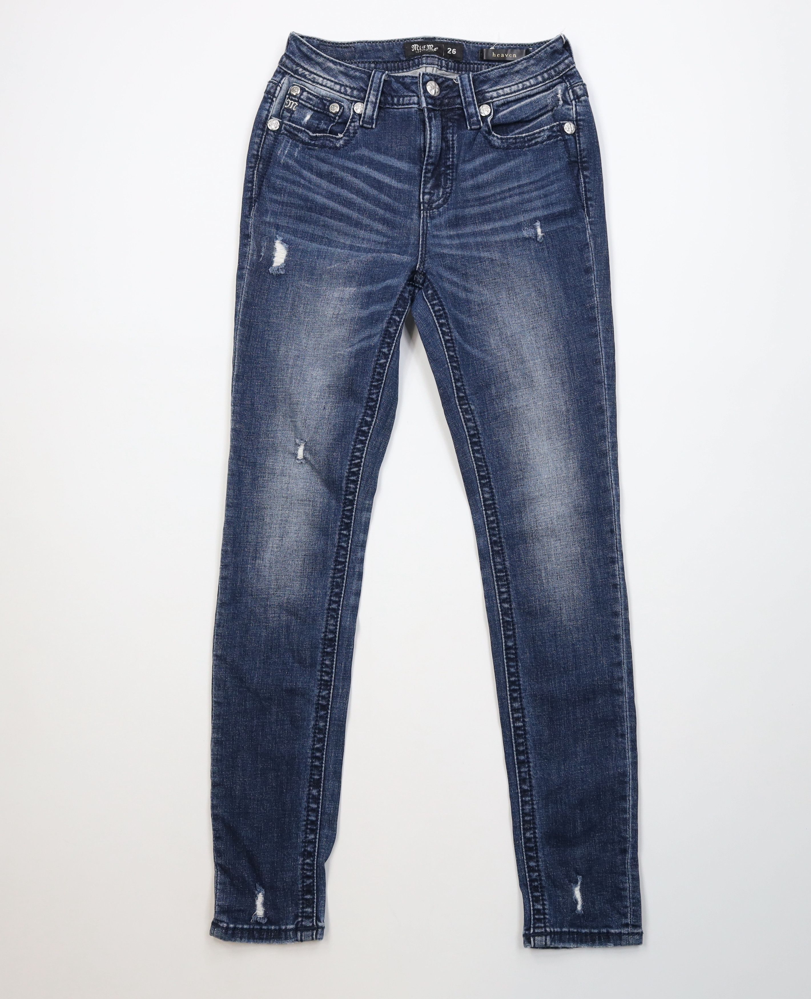 Miss Me Miss Me High Rise Skinny Leg Stretch Denim Jeans Rhinestone Size 26" / US 2 / IT 38 - 1 Thumbnail