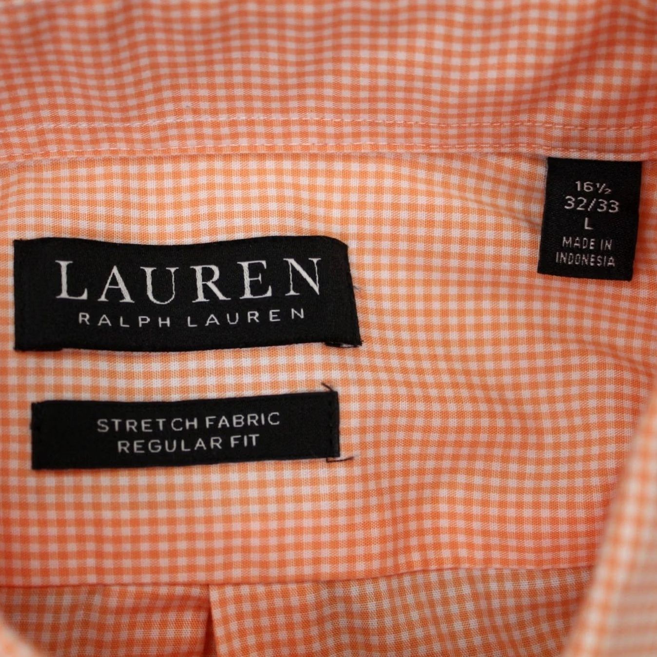 Ralph Lauren LAUREN Ralph Lauren Shirt Mens Large Orange/White Stretch Fabric Regular Fit L/S (Button-Up) Size US L / EU 52-54 / 3 - 7 Thumbnail